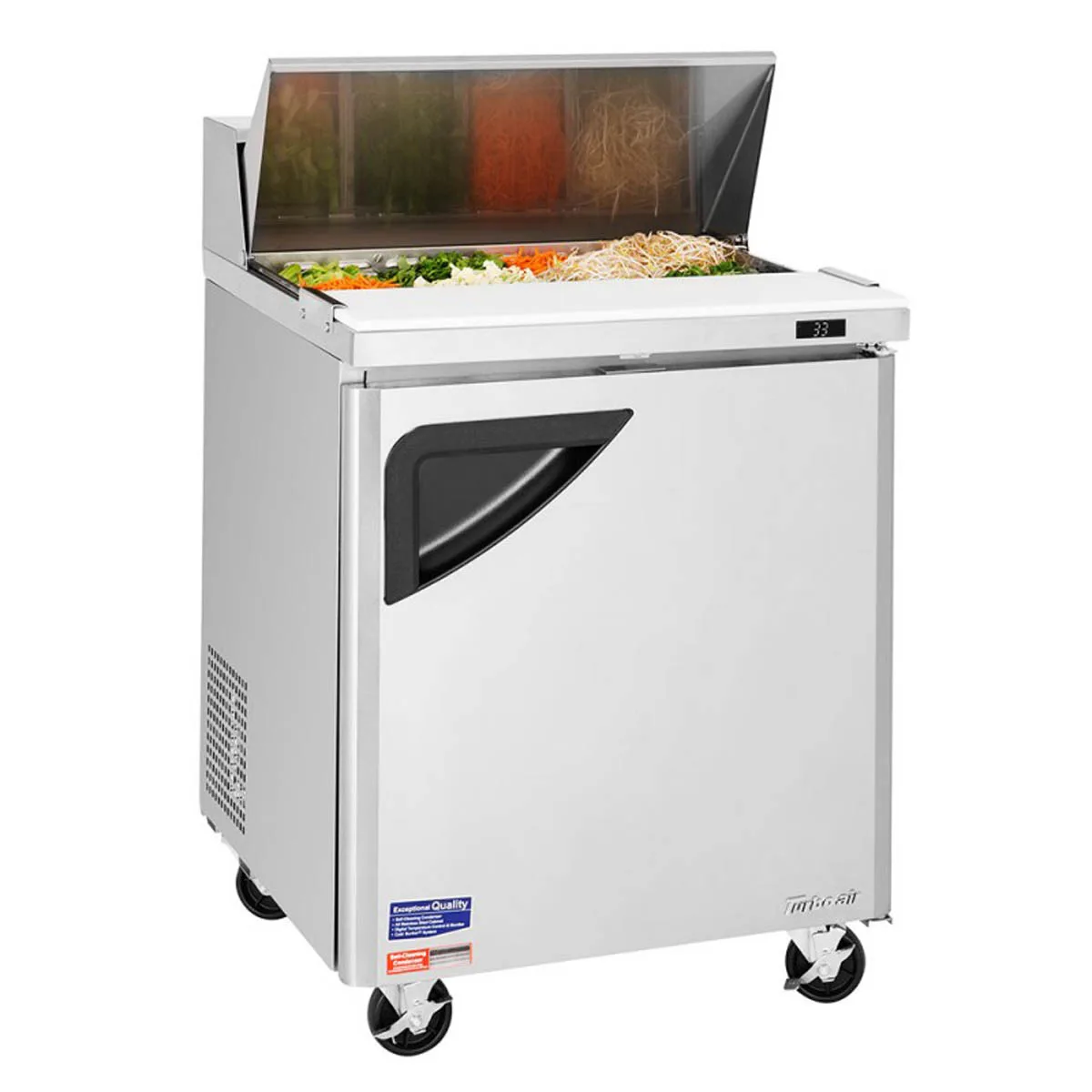 Turbo Air TST-28SD-N 27" One Section Sandwich / Salad Prep Table w/ 1 Door, 8 Pans