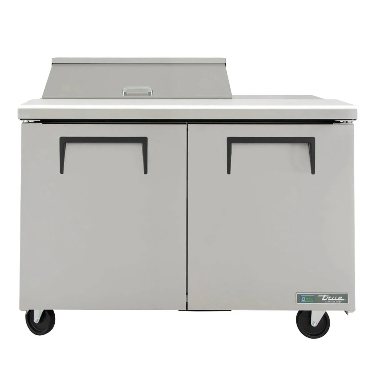 True TSSU-48-08-HC 48" Two Section Sandwich / Salad Prep Table w/ 2 Doors, 8 Pans