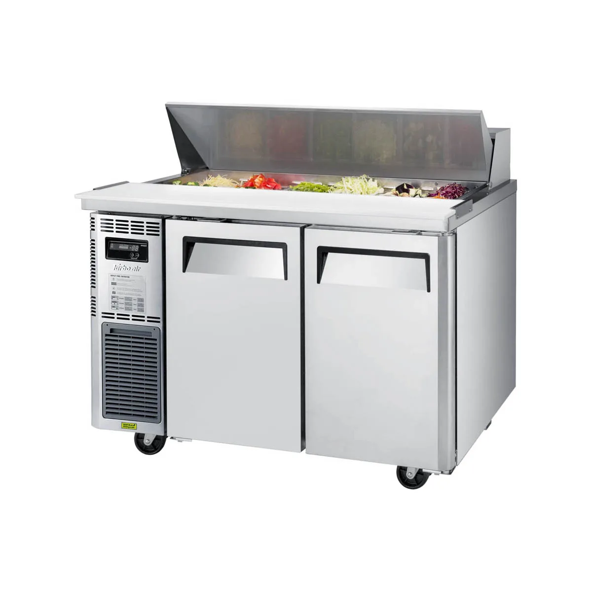 Turbo Air JST-48-N 47" Two Section Sandwich / Salad Prep Table w/ 2 Doors, 12 Pans