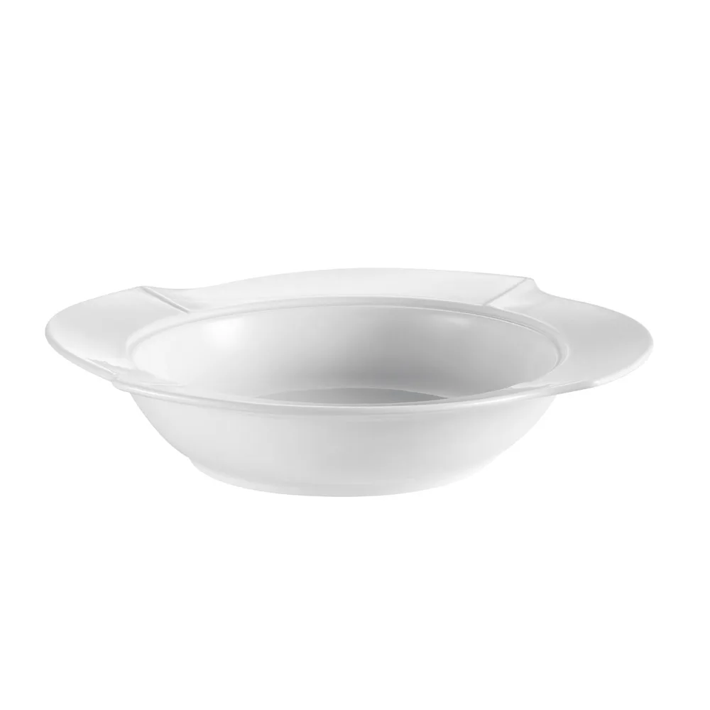 CAC China COL-120 - 30 oz 11½" Flower Porcelain Bowl with Handle & Cover, White, Dishwasher Safe - Set