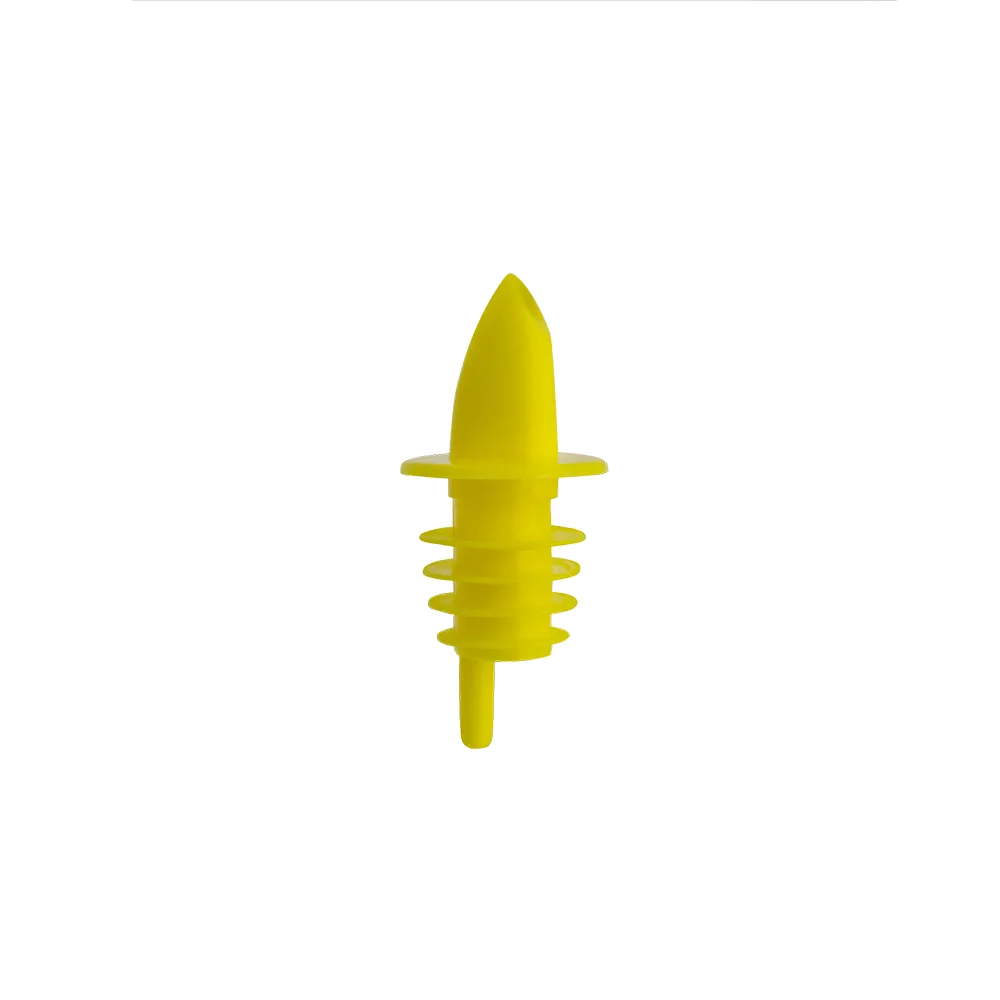 CAC China LQPR-P2YL Free Flow Liquor Pourer, Plastic, Yellow, With Collar, Sold per Dozen