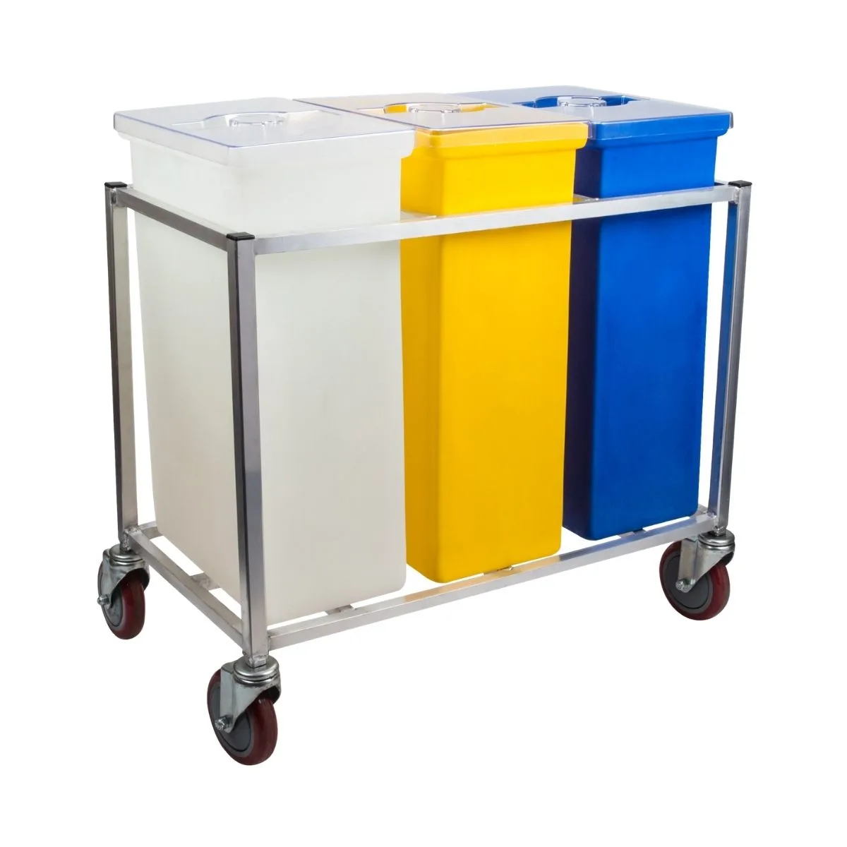 Winholt 148PIB-ALC Bin, White/Yellow/Blue Bins, 225 lb, Aluminum Frame, 5" Casters, 3 Covers