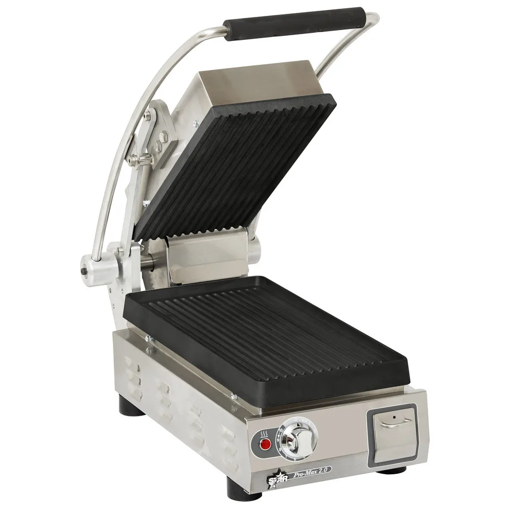Star PGT7IA-240V Single Cast Iron Sandwich Grill w/ Grooved Plates, Manual Controls, 240V