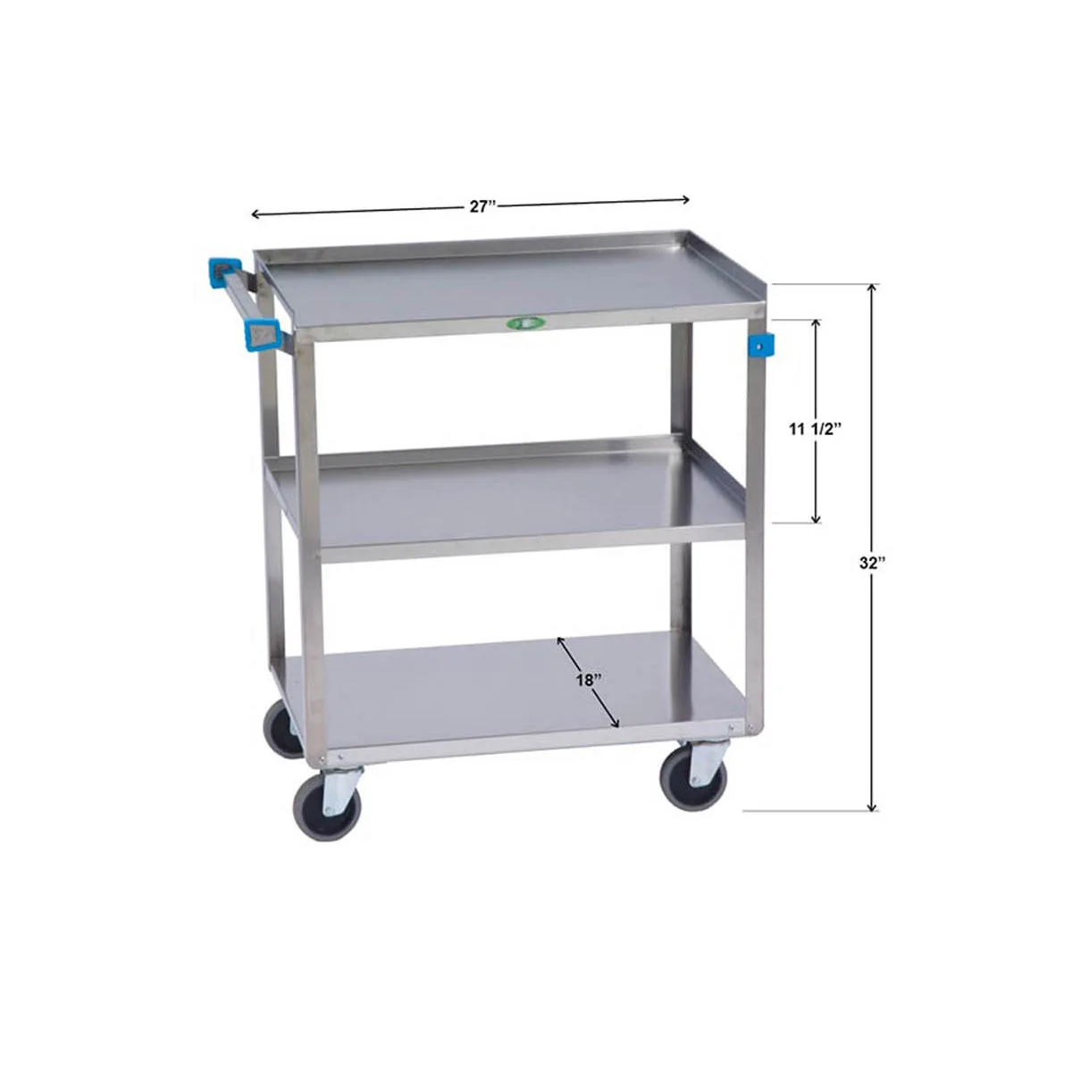 Lakeside 422 Stainless Steel 3 Shelf Utility Cart w/ 500 lbs Capacity
