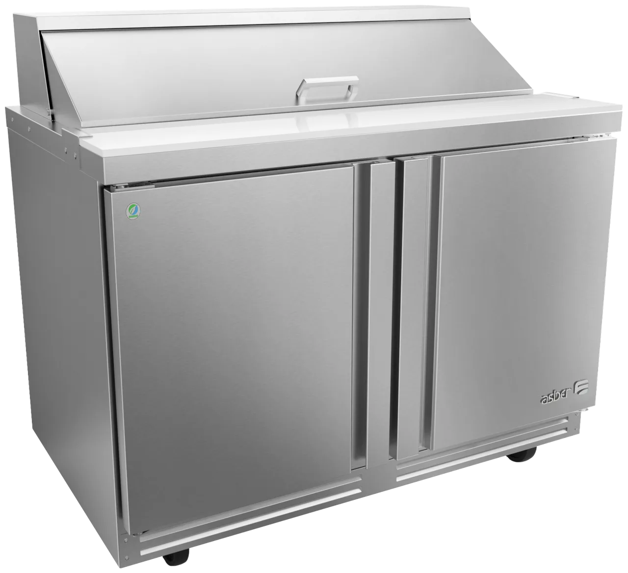 Asber APTS 48 12 P 48" 2-Door Sandwich and Salad Prep Table, 12 Pans, Stainless Steel