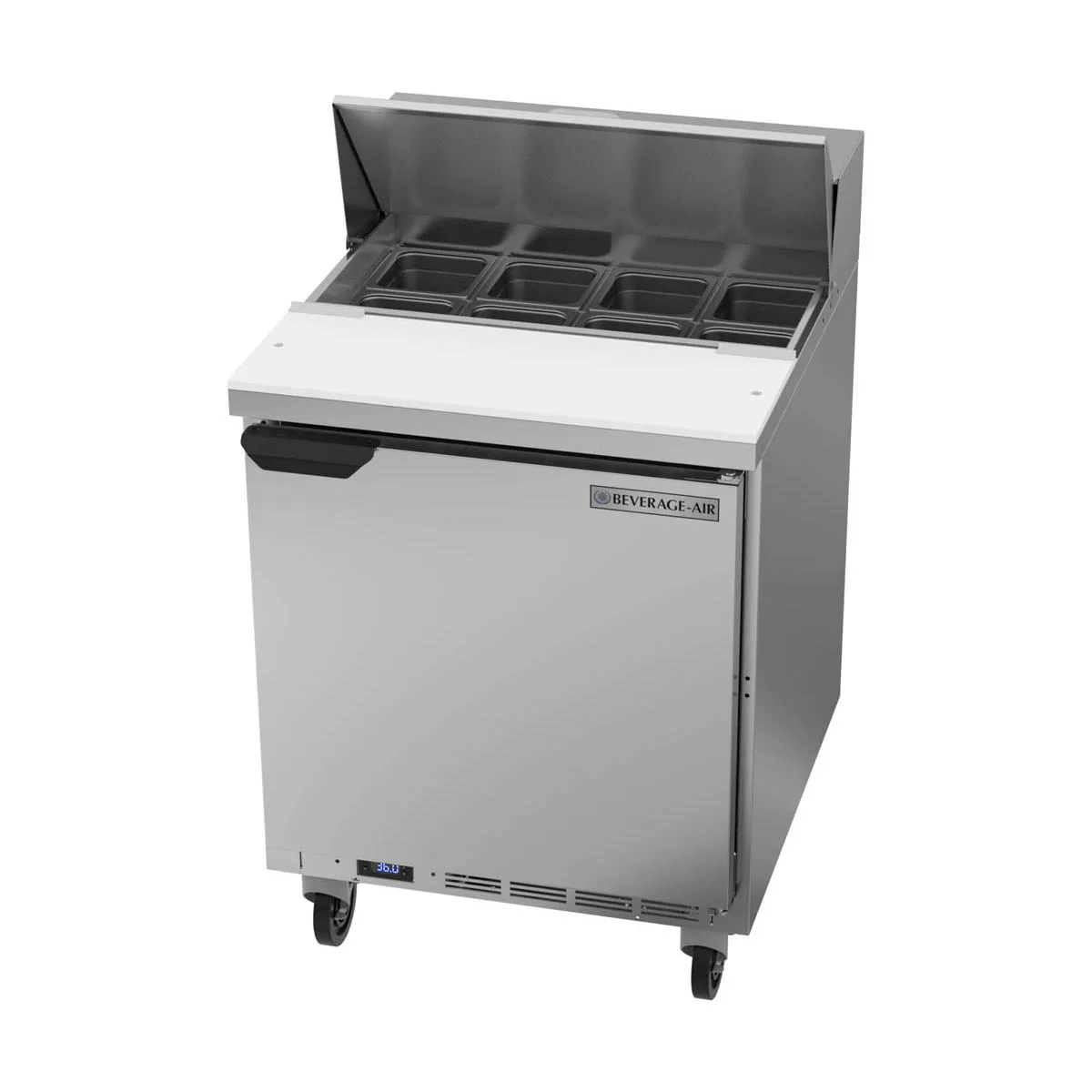Beverage Air SPE27HC-B 27" One Section Sandwich/Salad Prep Table w/ 1 Door, 8 pans, 6.9 cu. ft.