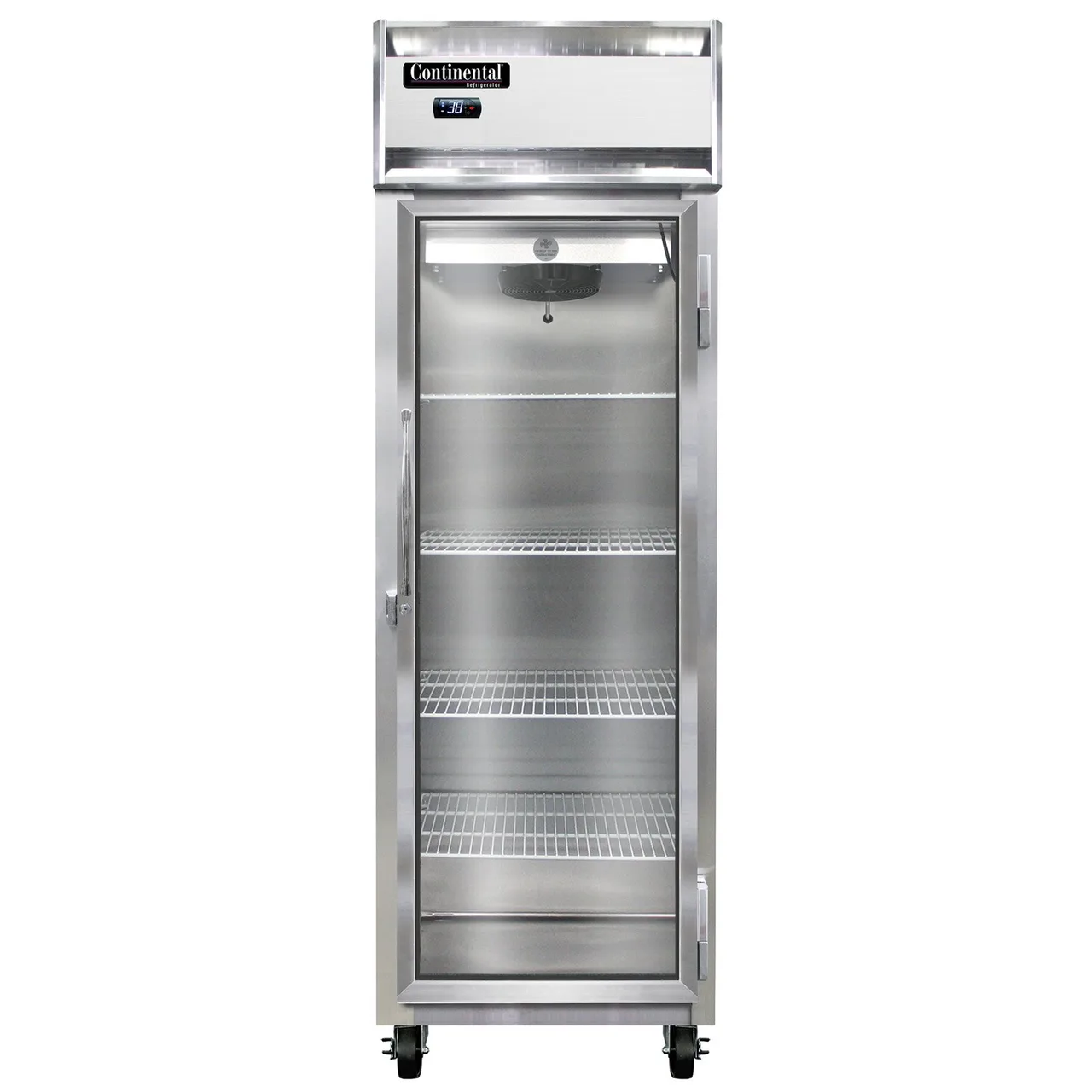 Continental 1RNSAGD 26" 1-Section Reach-In Refrigerator w/ Glass Door, Stainless Steel Exterior, 20 cu. ft.