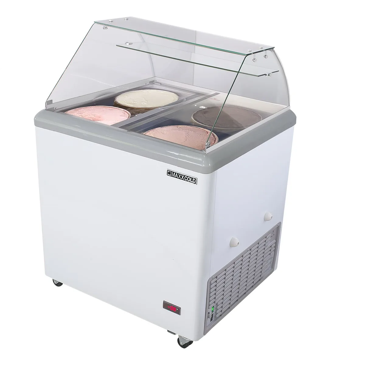 Maxx Cold MXDC-4 31" Ice Cream Dipping Cabinet w/ Curved Sneeze Guard