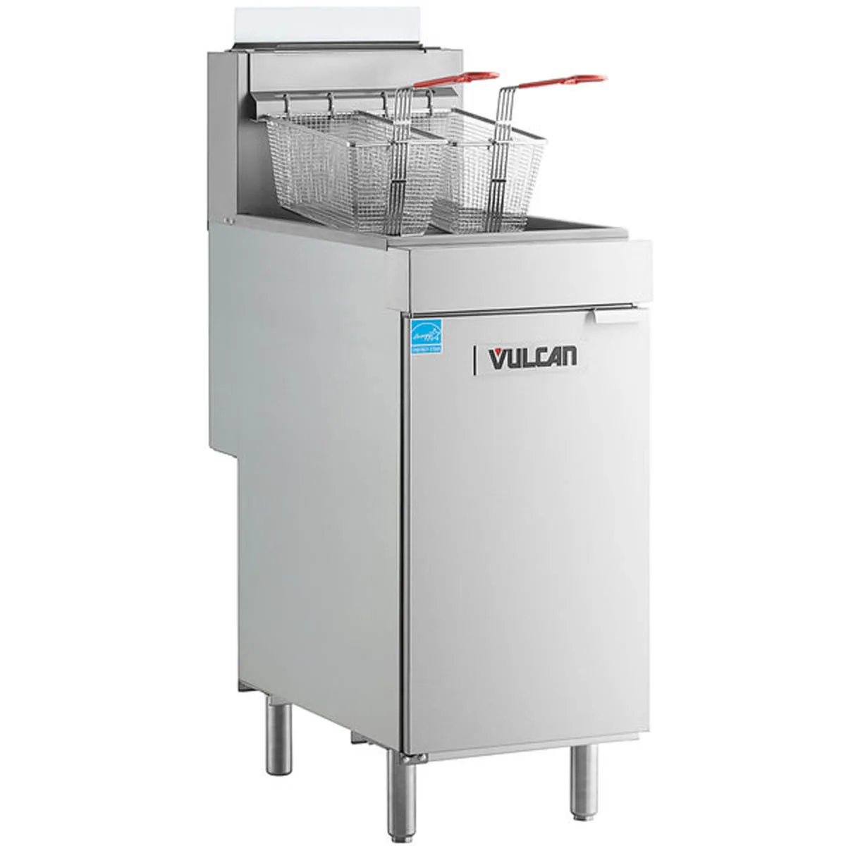 Vulcan 1VEG50M Full Pot Floor Model Gas Fryer - Open Box w/ 50-lb Capacity, Twin Baskets
