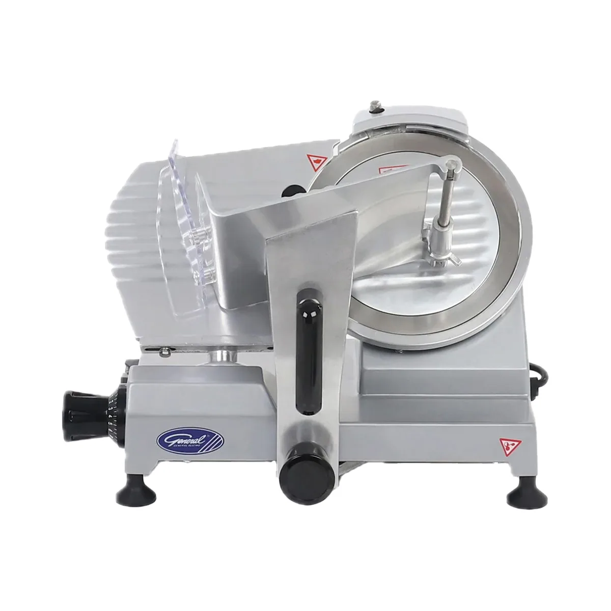 General GSE009 Commercial Meat Slicer – 9" Chrome Knife, 1/6 HP 120W, Belt Drive, Anodized Aluminum, 334 RPM