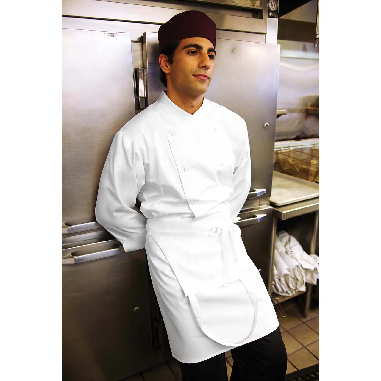Chef Works COCC-WHT-5XL - Double‑Breasted Chef Coat, 5XL White 65/35 Poly‑Cotton, French Cuffs