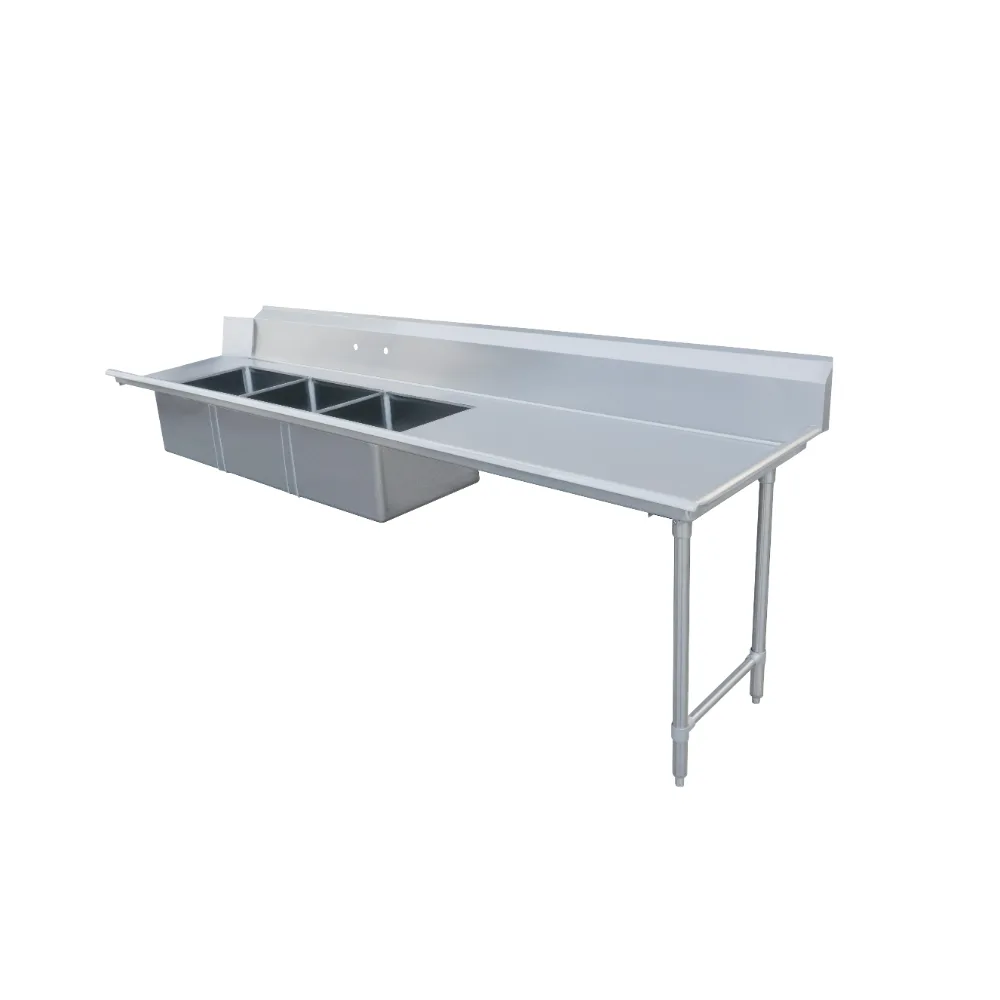Omcan USA 48500 96" Soiled Straight Dishtable with (3) 20"x20" Sinks – 16 Gauge / Right-to-Left
