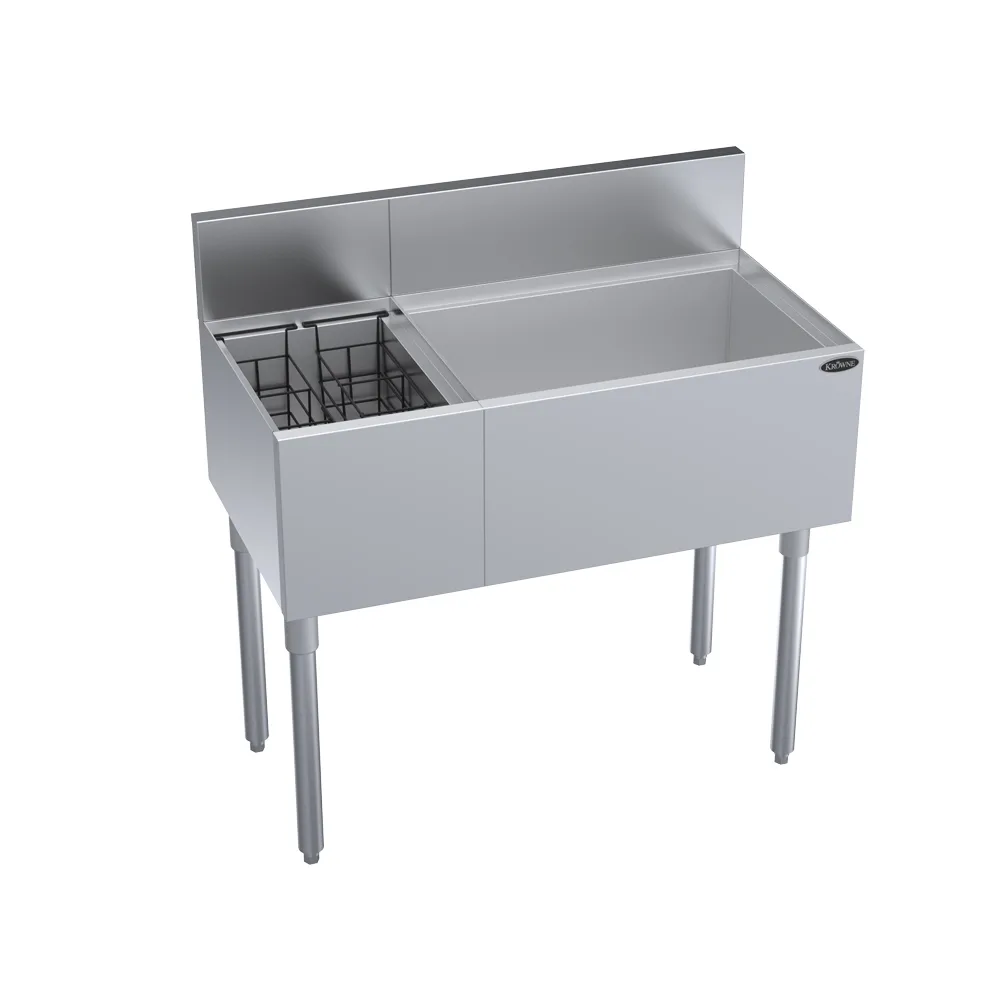 Krowne KR19-M36R-10 36" Underbar Ice Bin/Cocktail Station w/ 74-lbs. Ice, 6-Bottle Well, 7-Circuit