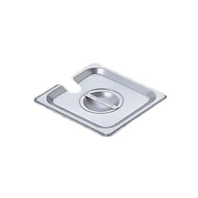 Omcan USA 80281 Stainless Steel 1/6‑Size Flat Slotted Steam Table Pan Cover with Handle – No Hinge