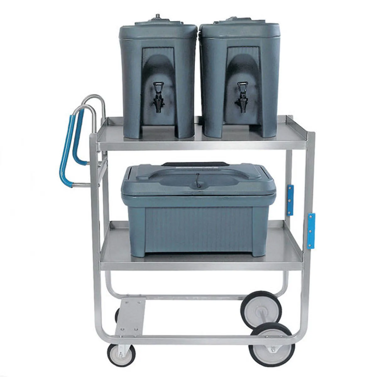 Lakeside 7130 57" Stainless Steel 2-Shelf Ergo-One® Utility Cart w/ Shelf Size 21" x 49"