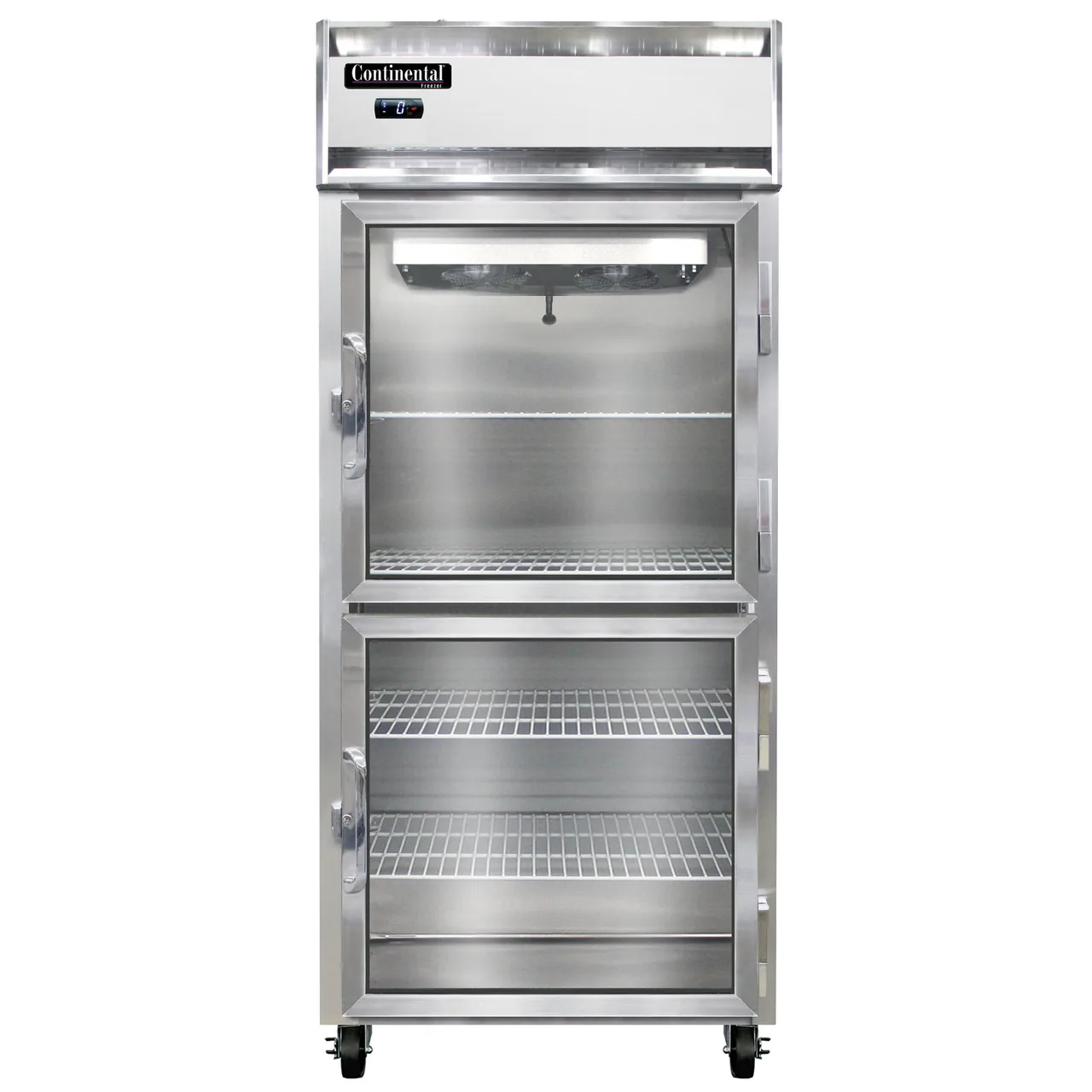 Continental Refrigerator 1FXNGDHD 36" 1-Section Reach-In Freezer, 2 Half Glass Doors, Top Mounted, 30 cu. ft., Stainless Steel Front