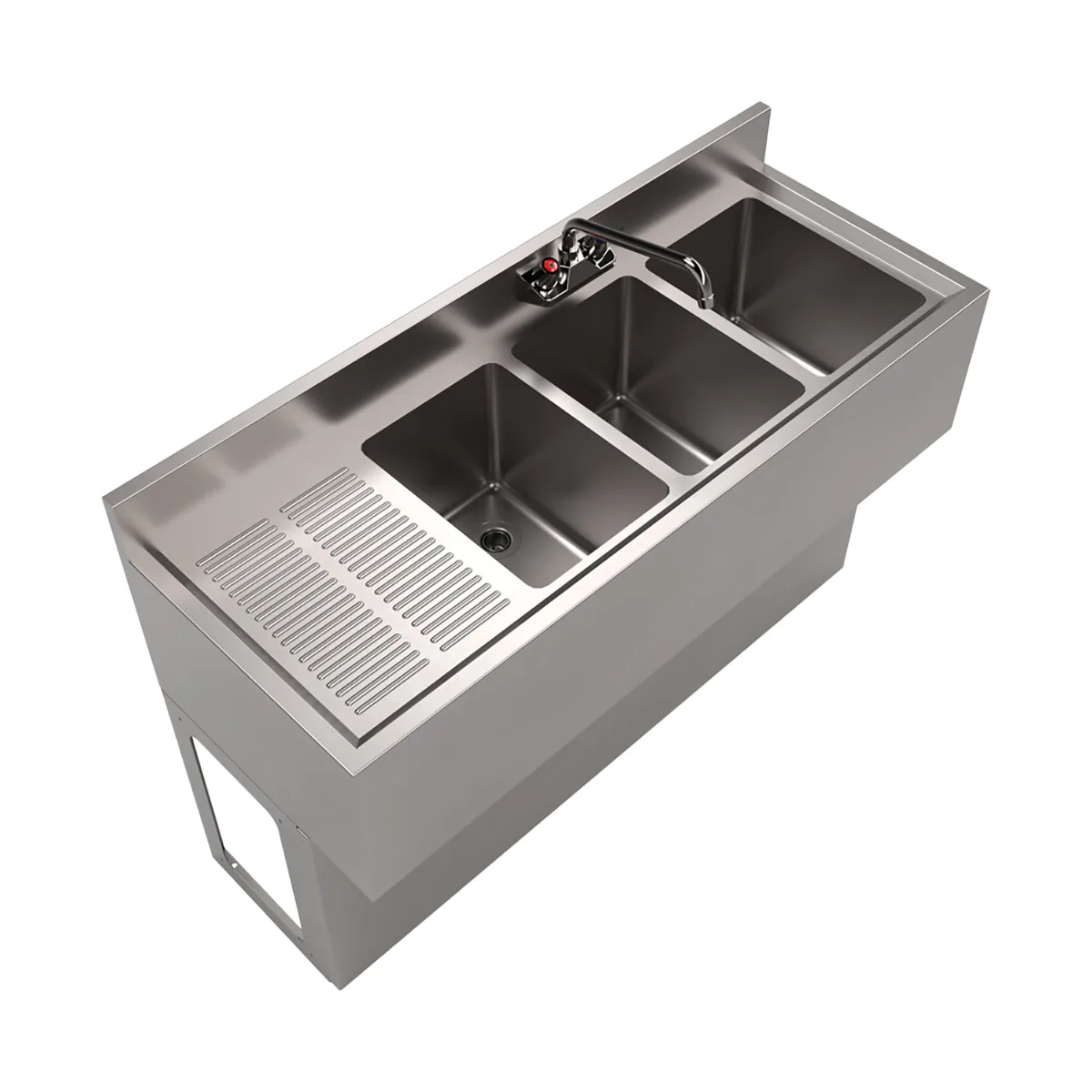 BK Resources UBB-18-348LS Underbar Sink Units, 3 Compartment with Left Drainboard