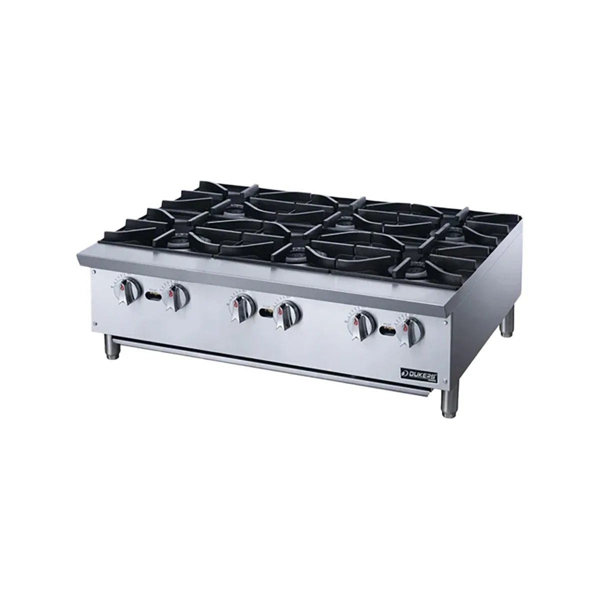 Dukers DCHPA36 36" Countertop Gas Hotplate with (6) Burners, Manual Controls, 168.000 BTU