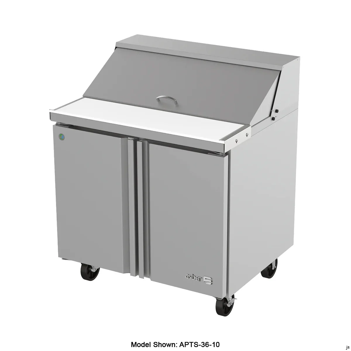 Asber APTS 36 10 P 36" 2-Door Sandwich and Salad Prep Table, 10 Pans, Stainless Steel