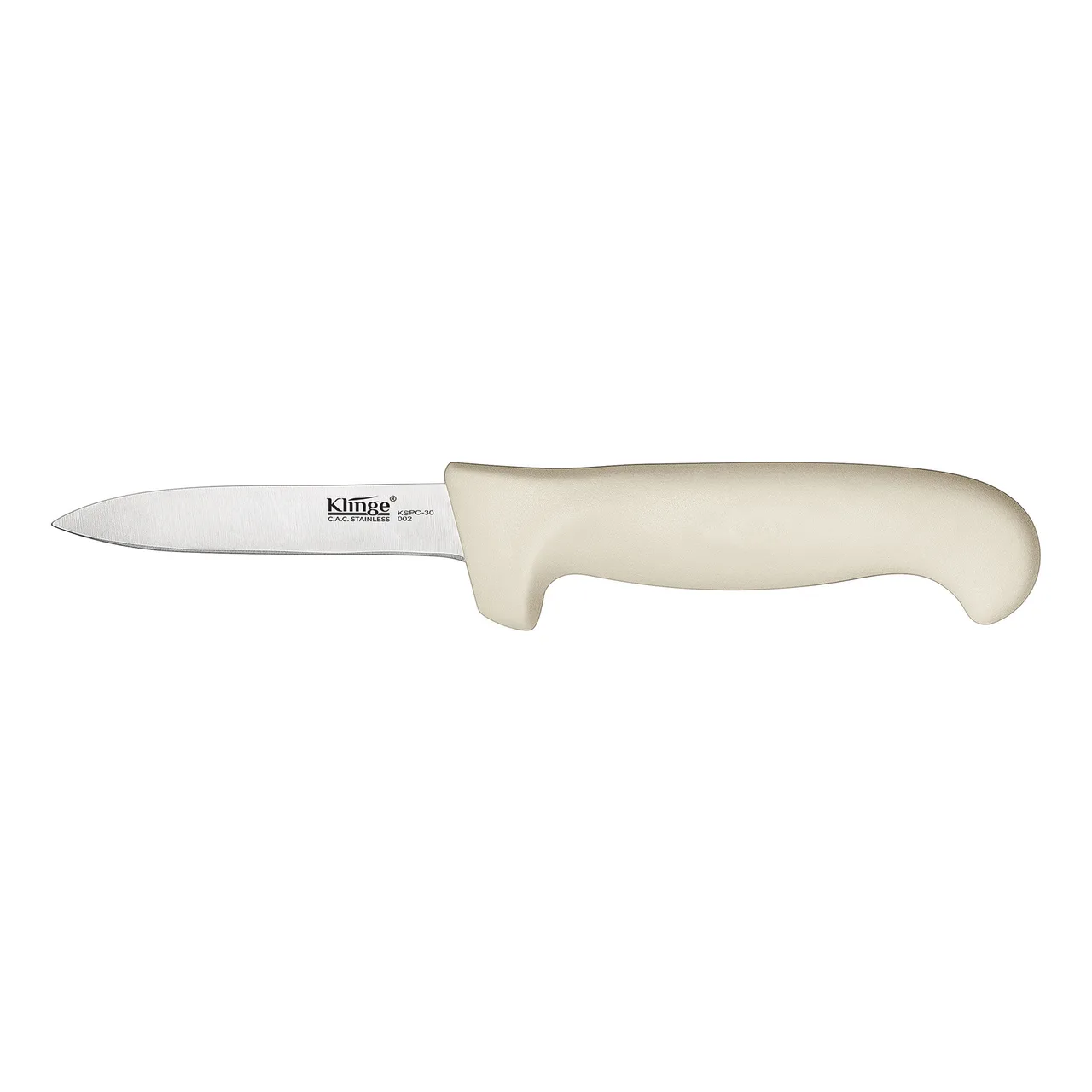 CAC China KSPC-30 Paring Knife, 3" Blade, High-Carbon Steel, White Handle