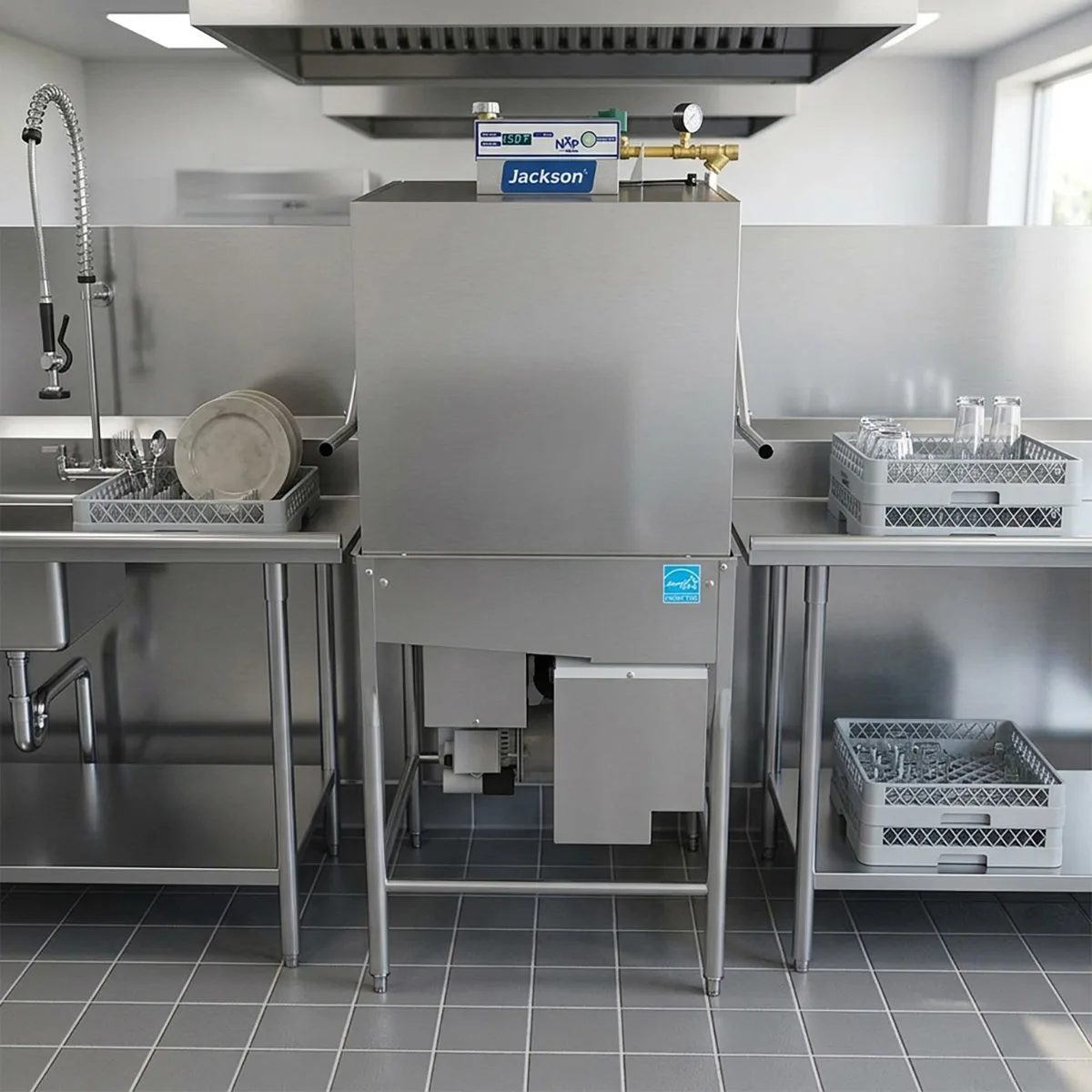 Jackson WWS NXP-HTD 30.5" Door Type Dishwasher, 63 Racks/Hr - 56.07 Gal/Hr - High Temp w/Booster