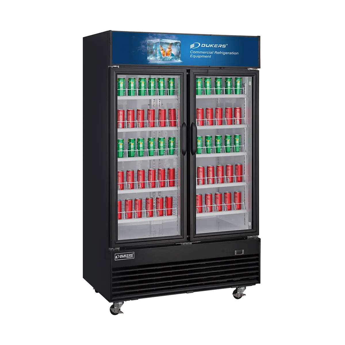 Dukers Appliance Co DSM-41R 47" Two Glass Door Merchandiser Refrigerator in Black, 41.3 cu. ft.