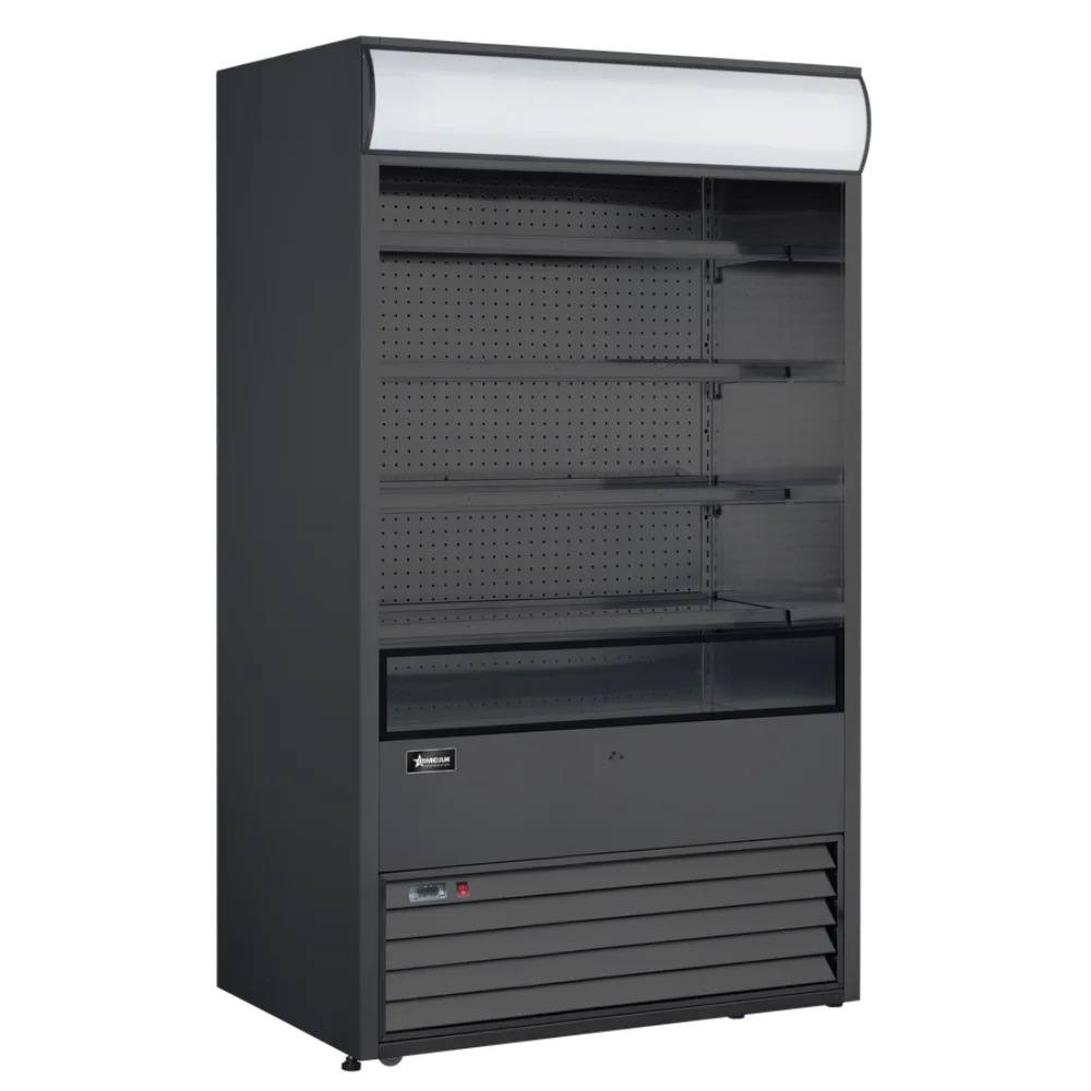 Omcan USA 48266 48" Vertical Grab-And-Go Refrigerated Open Air Merchandiser in Black