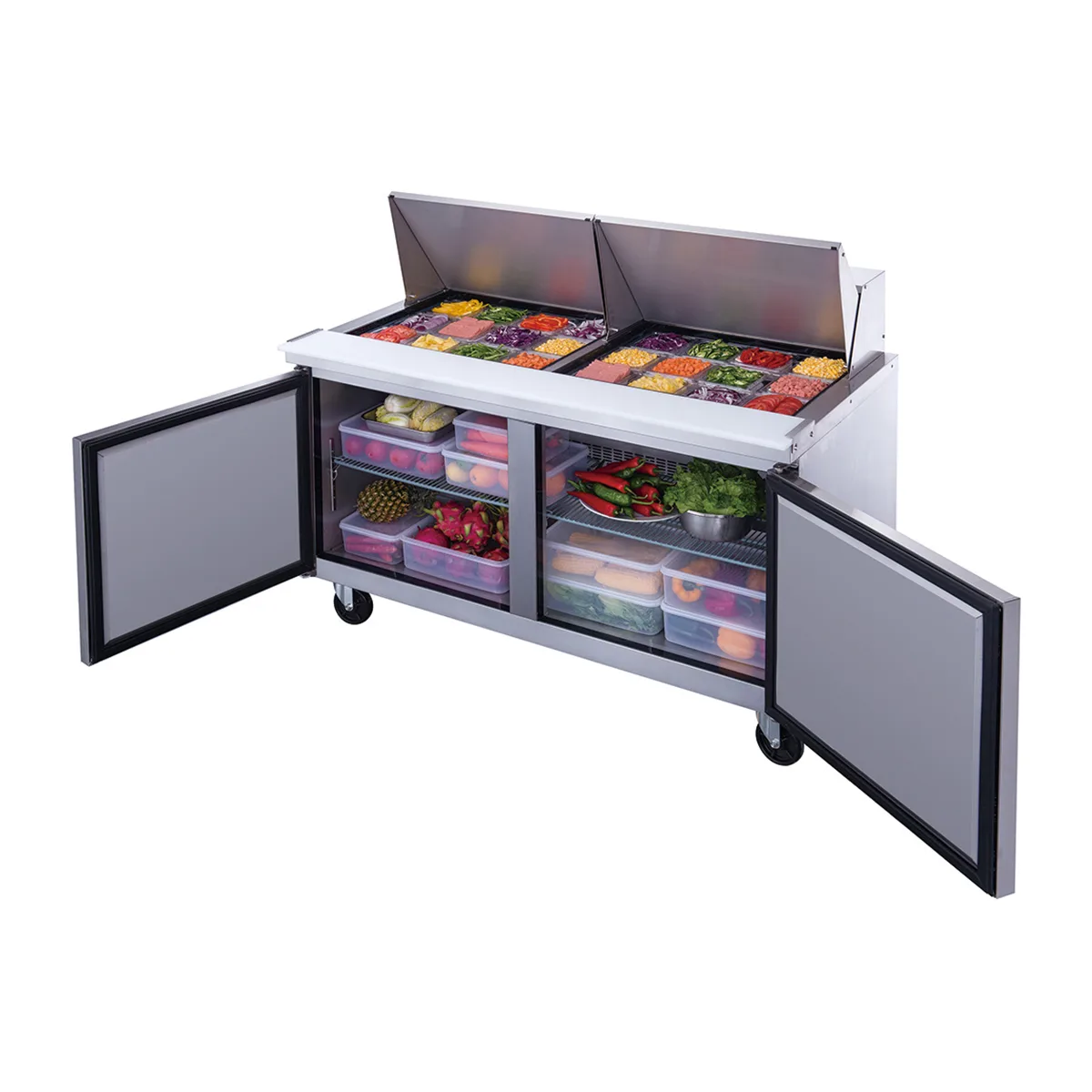 Dukers Appliance Co DSP60-24M-S2 60" Mega Top Sandwich/Salad Prep Table w/ 2 Doors, 24 Pans
