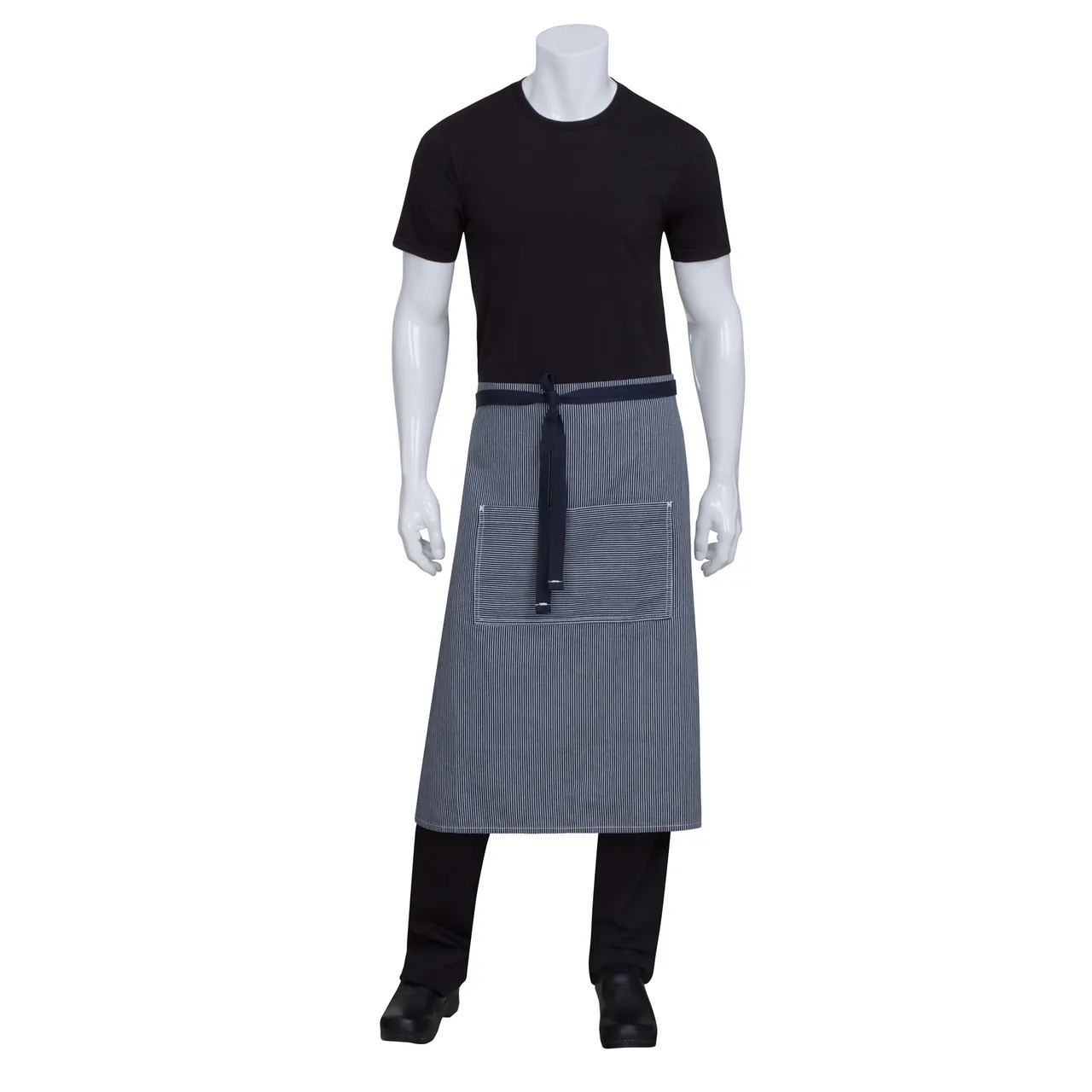 Chef Works AW051-IBL-0 Bistro Waist Apron, 30"L x 31-1/2"W, Indigo Blue, Cotton/Poly, Pocket, 2 Pockets