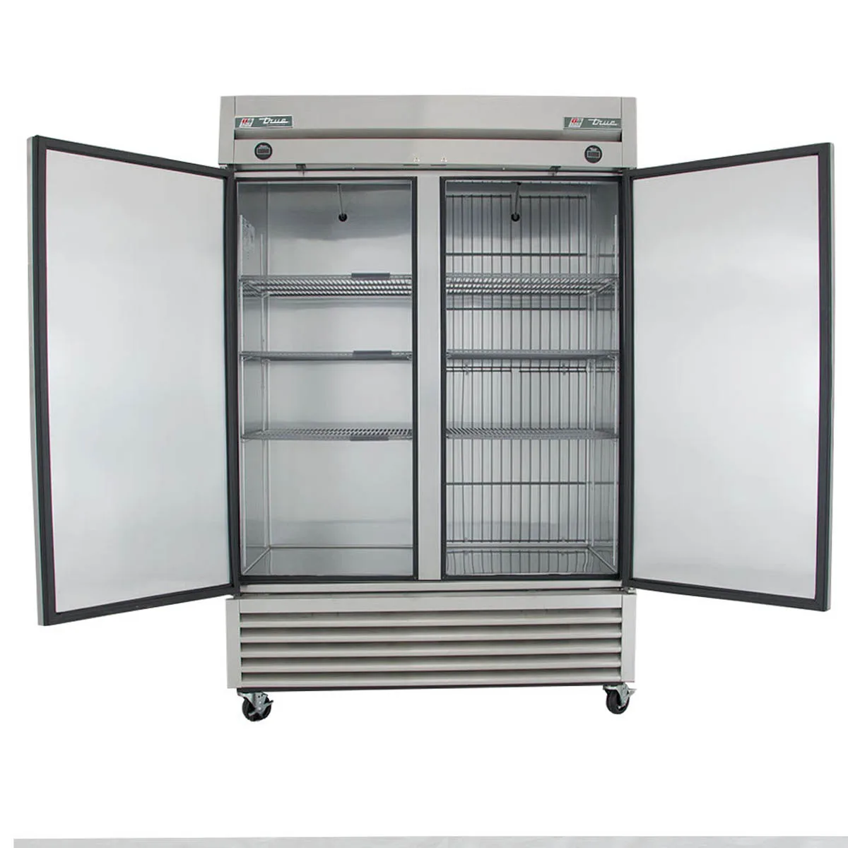 True T-49DT-HC 54" 2-Section Reach-In Refrigerator Freezer Combo w/ 2 Solid Doors
