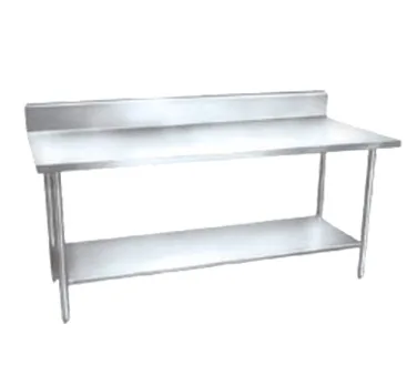 Winholt DTSB-3060 60" Open Base Work Table with Undershelf, 6" Backsplash / 16 Gauge Top