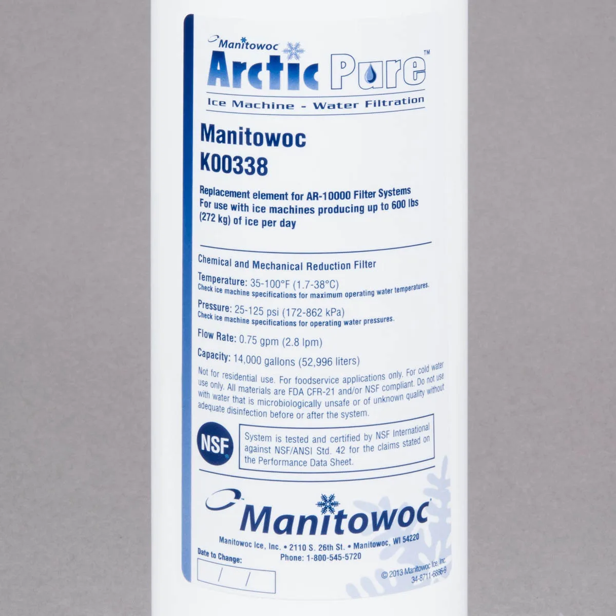 Manitowoc K00338 Replacement Water Filter Cartridge, for AR-10000 filter