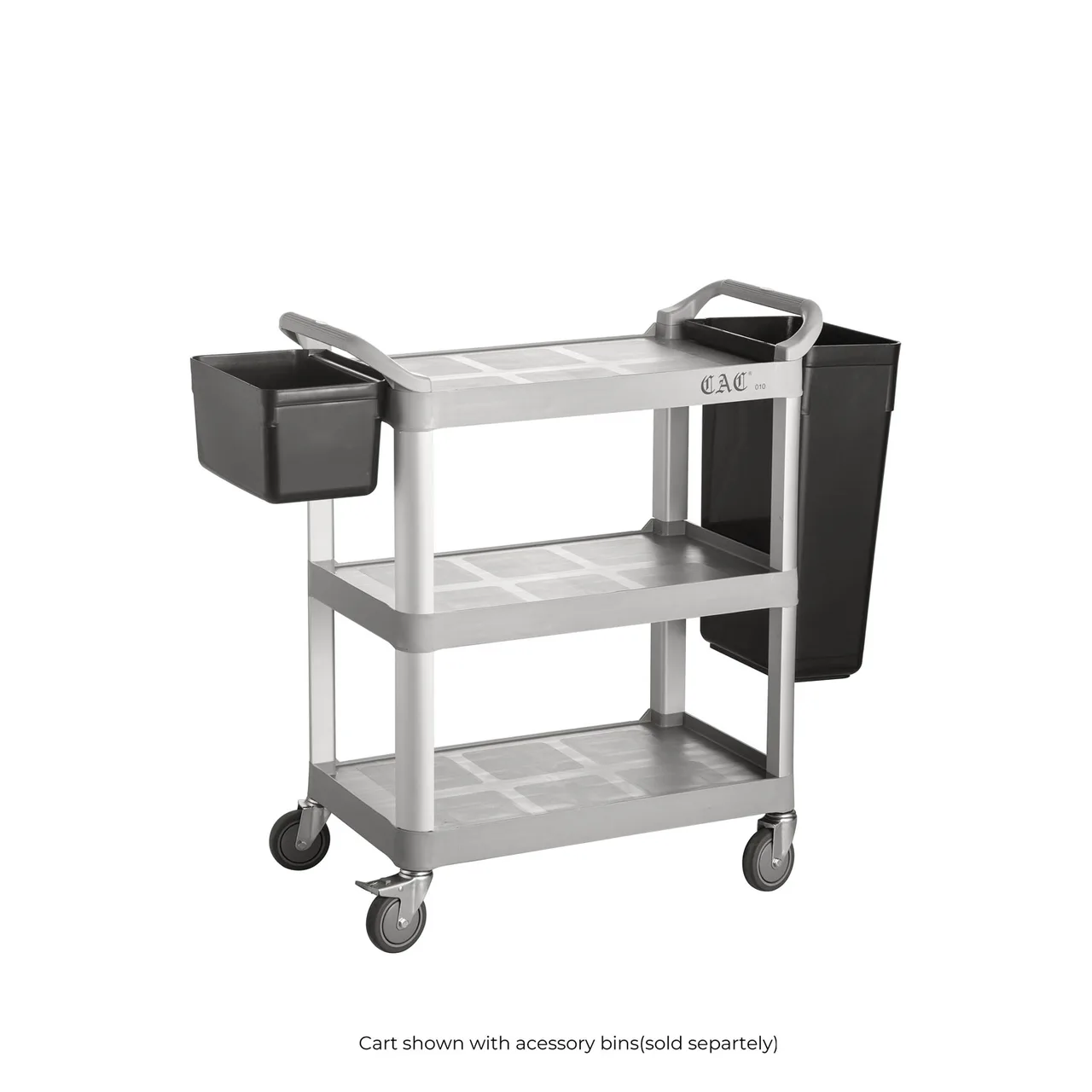 CACChina BTUC-17GY Utility Cart, 31-7/8"L x 17-1/8"W x 35-7/8"H, 3 Shelf, 330 lbs, Polypropylene, Black, BPA‑Free