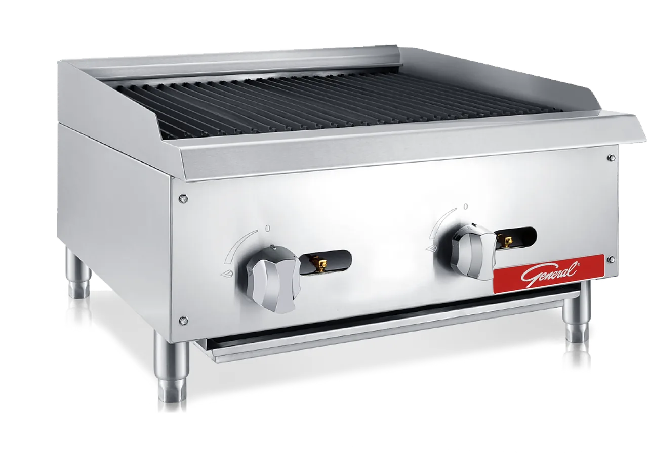General GCCB-24NG 24" Countertop Gas Charbroiler with Manual Controls