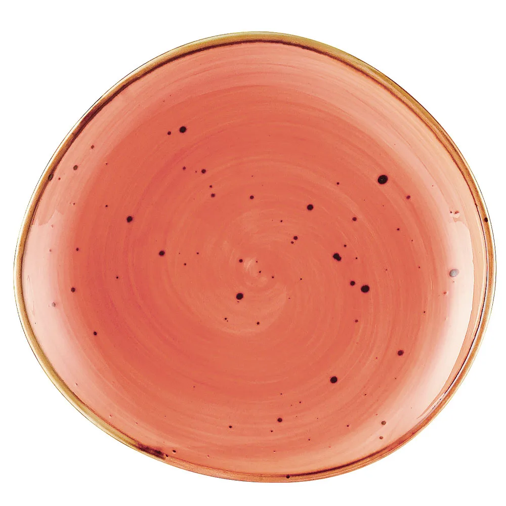 CAC China TUS-6-CRL Tucson Plate 6-3/8" x 6" Irregular Round Porcelain Coral Dishwasher - Dozen