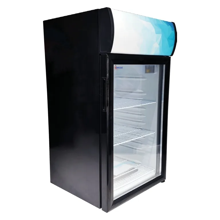 Omcan USA 44530 18" Countertop Glass Door Refrigerator in Black, 2.8 cu. ft.