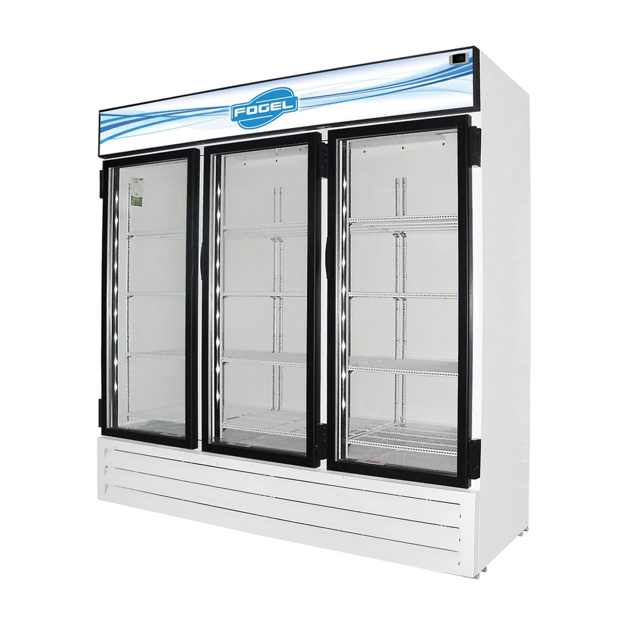 Fogel USA CR-65-HC 78" Three Swing Glass Door Merchandiser Refrigerator in White, 65 cu. ft.