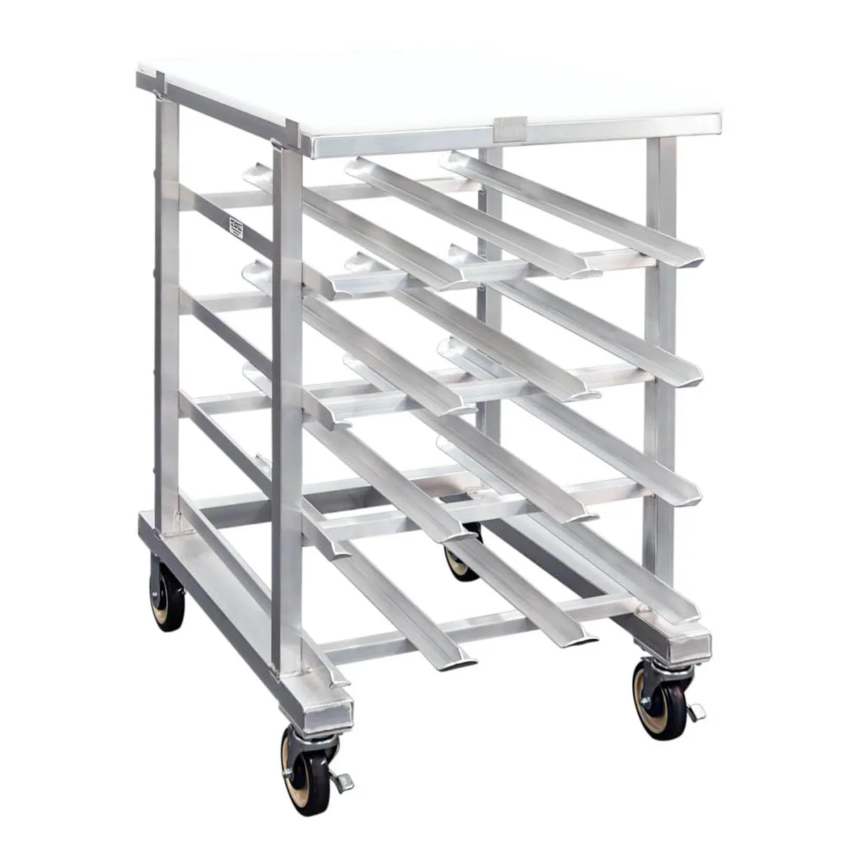 New Age 1227 Aluminum Mobile Can Storage Rack w/ 72 #10 Cans Capacity and Poly Top
