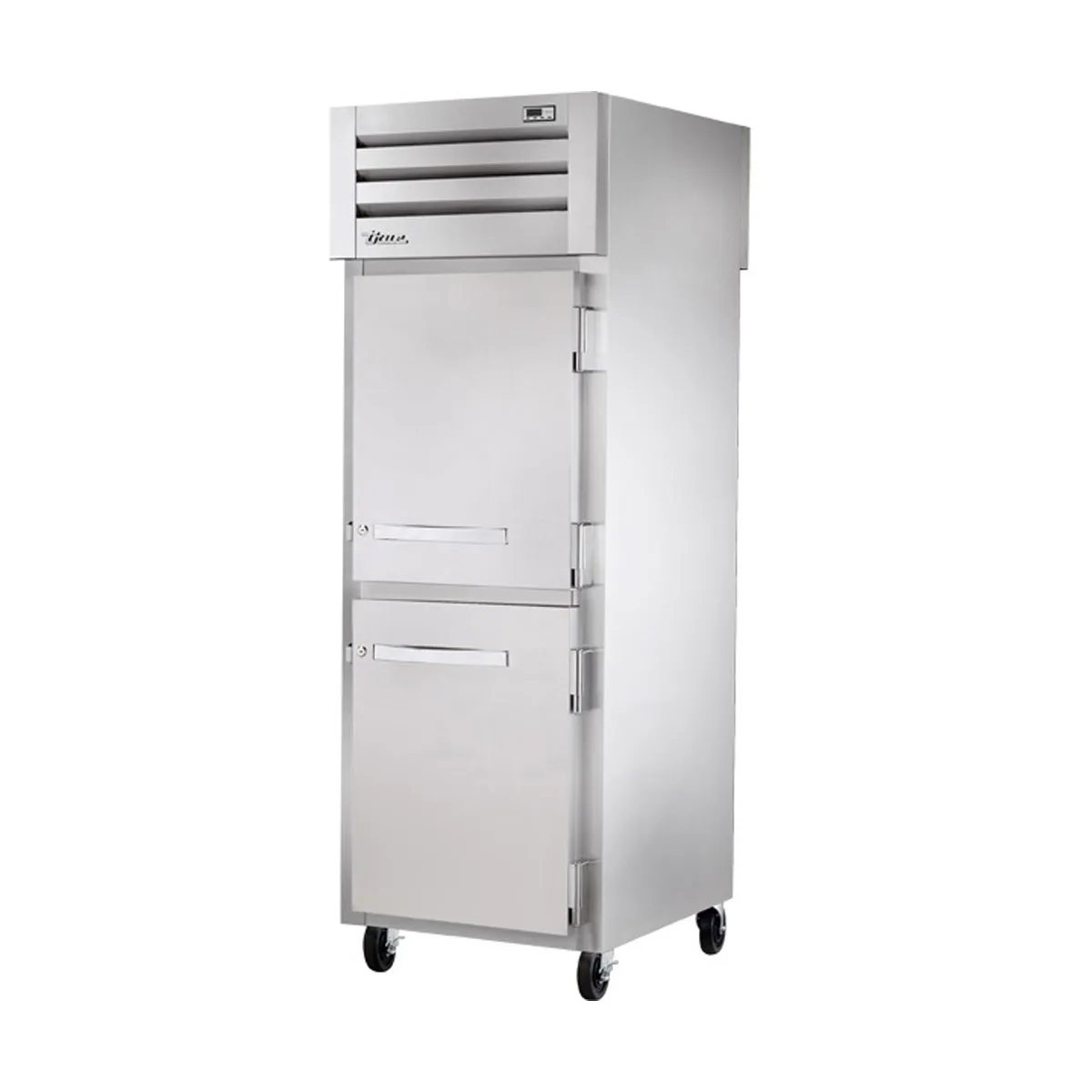 True STG1RPT-2HS-2HS-HC 1-Section Pass-Thru Refrigerator w/ Front 2 Solid & Rear 2 Solid Half Doors, Stainless Steel Front-Aluminum Sides