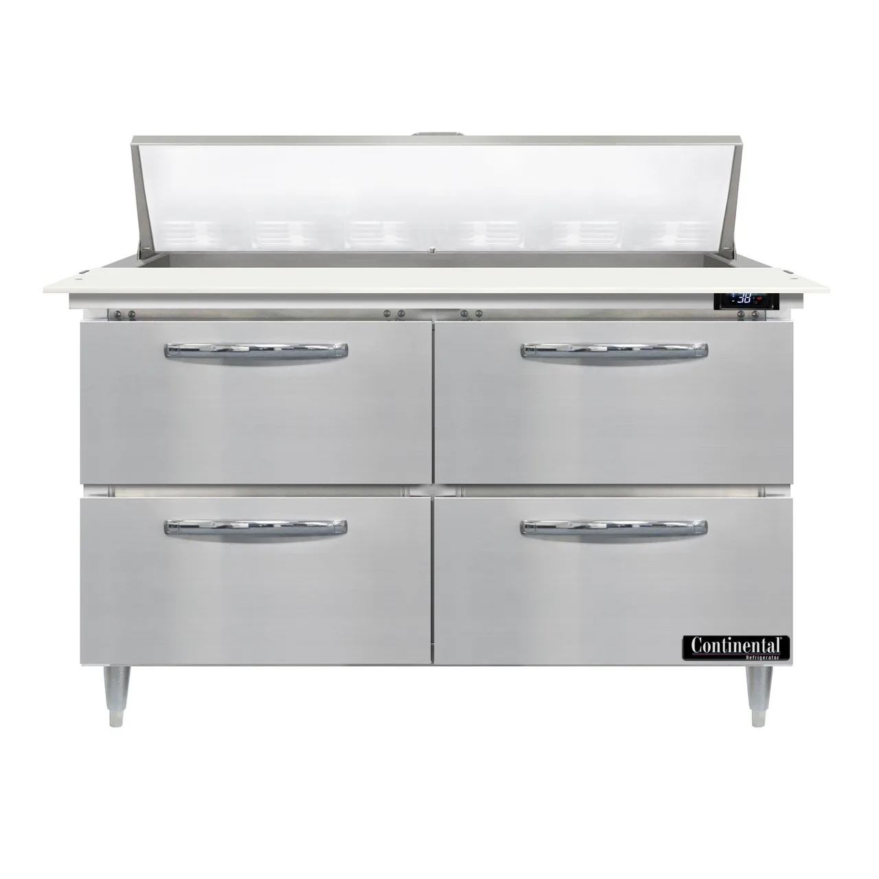 Continental Refrigerator D48N12C-D 48" Sandwich / Salad Prep Table w/ 4 Drawers, 12 Pans