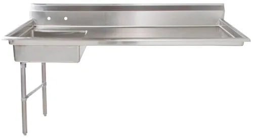 Omcan USA 40191 62" Soiled Undercounter Dishtable - 18 Gauge Top - 20"x20" Sink / Left‑to‑Right