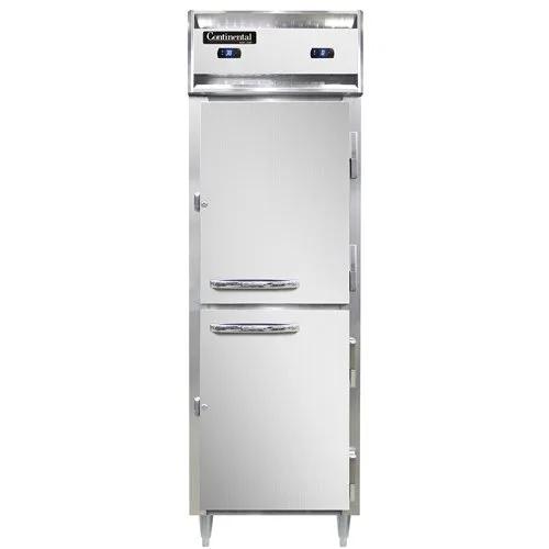 Continental Refrigerator D1RFSNHD 26" 1-Section Reach-In Refrigerator Freezer Combo w/ 2 Half Solid Doors