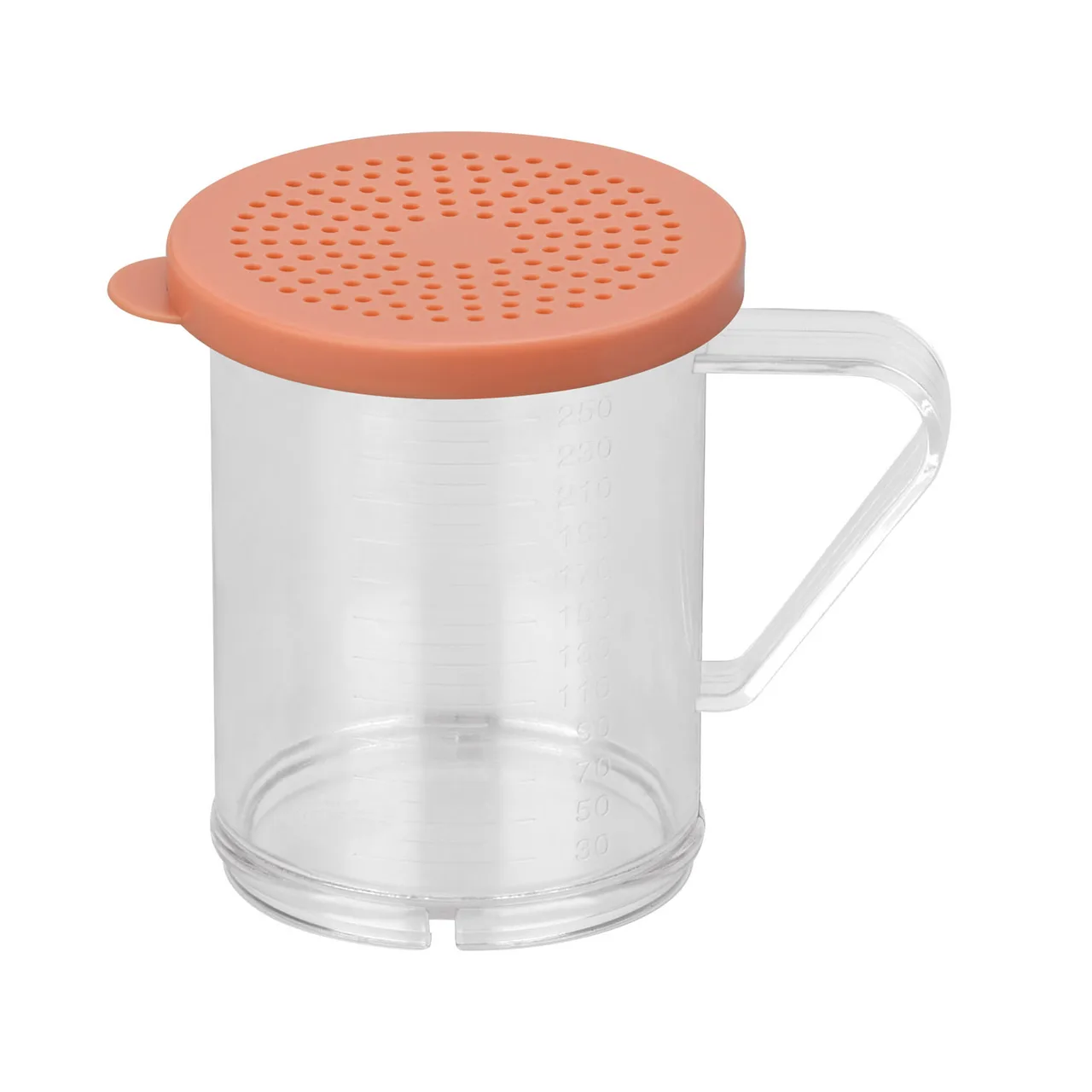 CAC China PDRG-10R-20 Dredge, 10‑11 oz Aluminum Shaker with Green Lid, Handle, 2 mm Thickness - Set