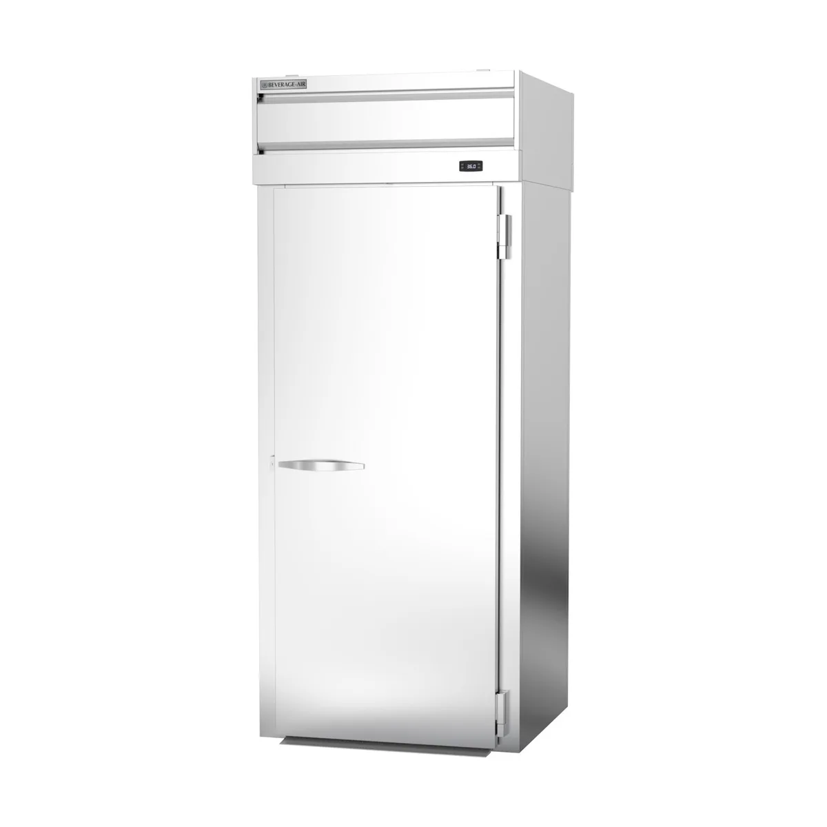 Beverage Air PRT1XTHC-1AS 36" One Section Roll-Thru Refrigerator w/ 2 Solid Doors, Extra Tall, Self-Contained, Aluminum Interior, 42.27 cu. ft.