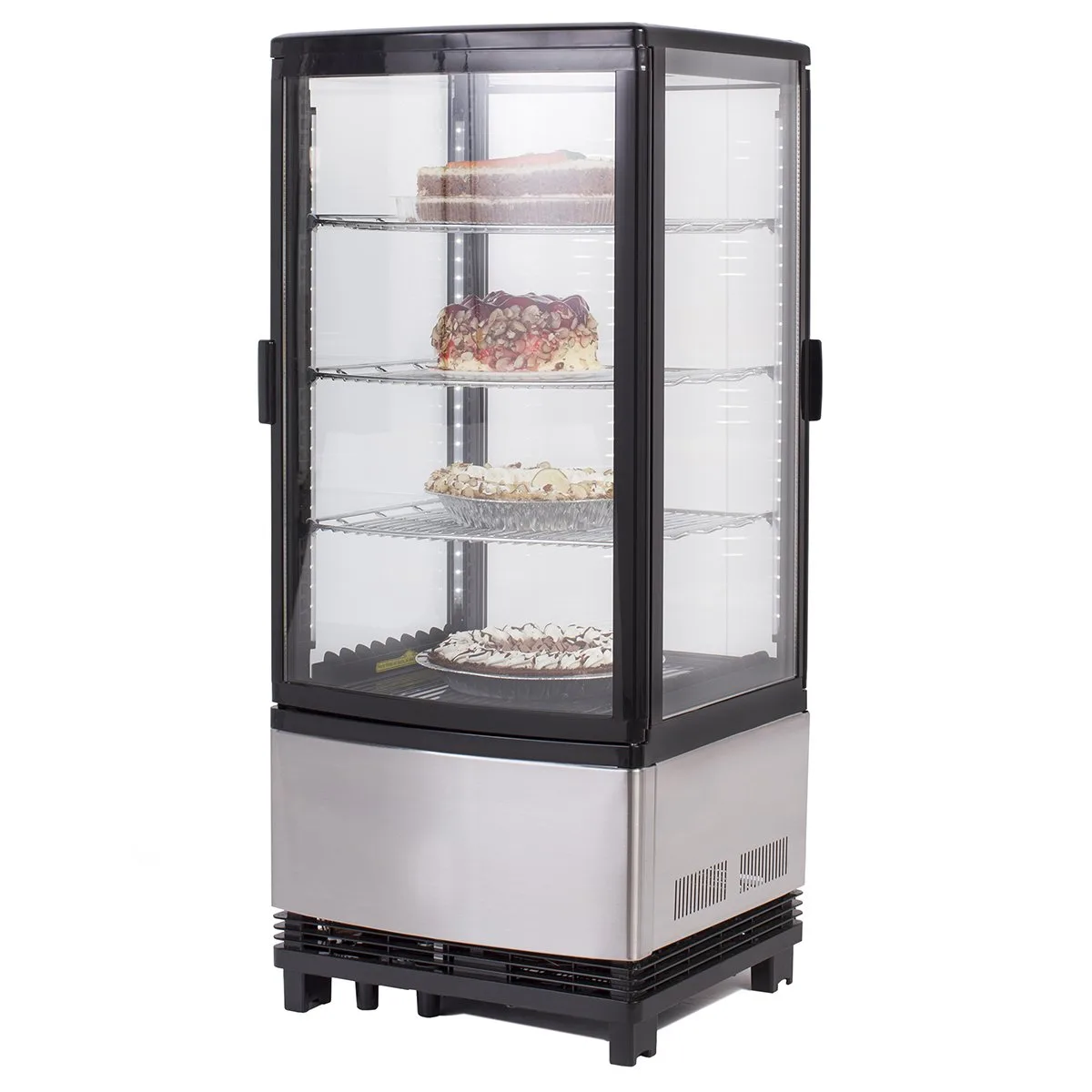 Maxx Cold MECR-32D 16" Self Service Countertop Refrigerated Display Case with  2 Pass-Thru Hinged Glass Doors , 3 Shelves - 3.03 cu. ft.