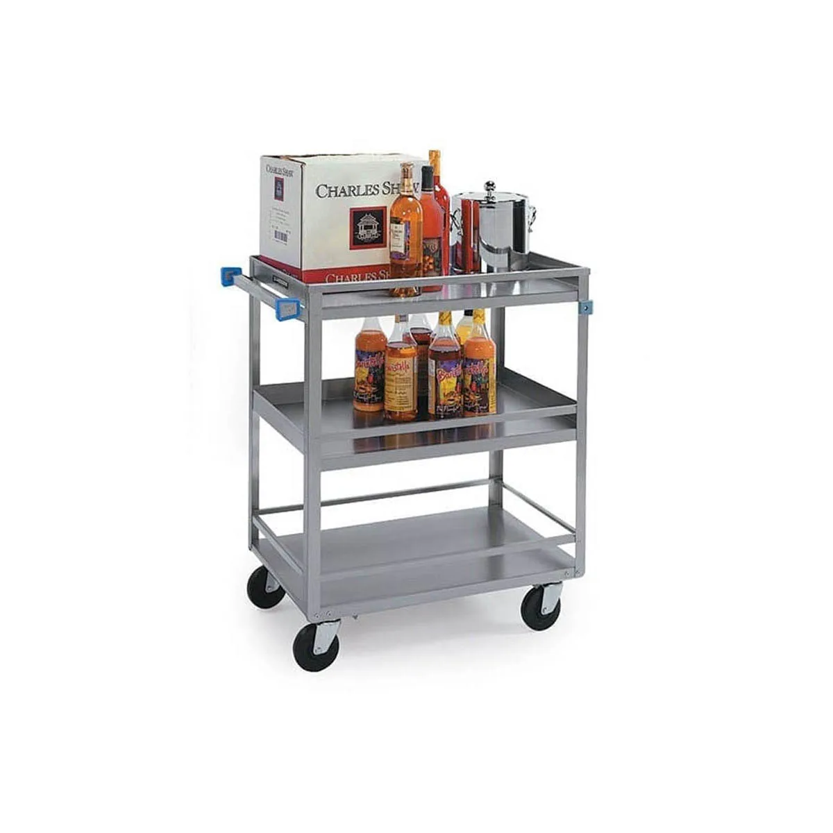 Lakeside 526 31" 3-Shelf Stainless Steel Medium Duty Guard Rail Utility Cart