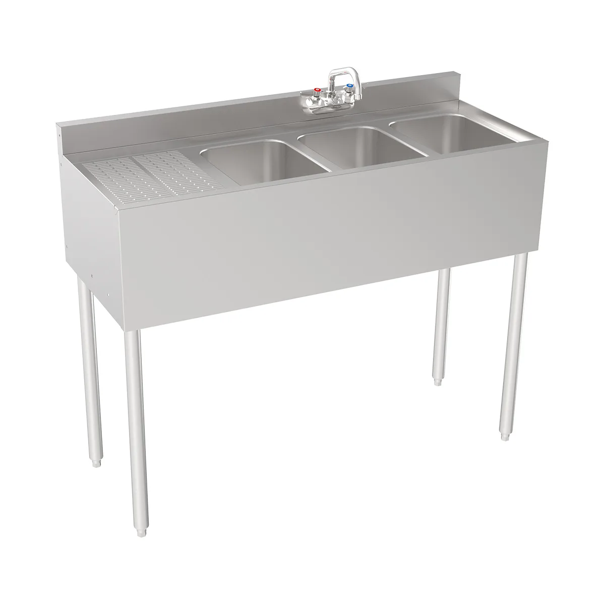 Krowne 18-43R Underbar Sink Units, 3 Compartment with Left Drainboard