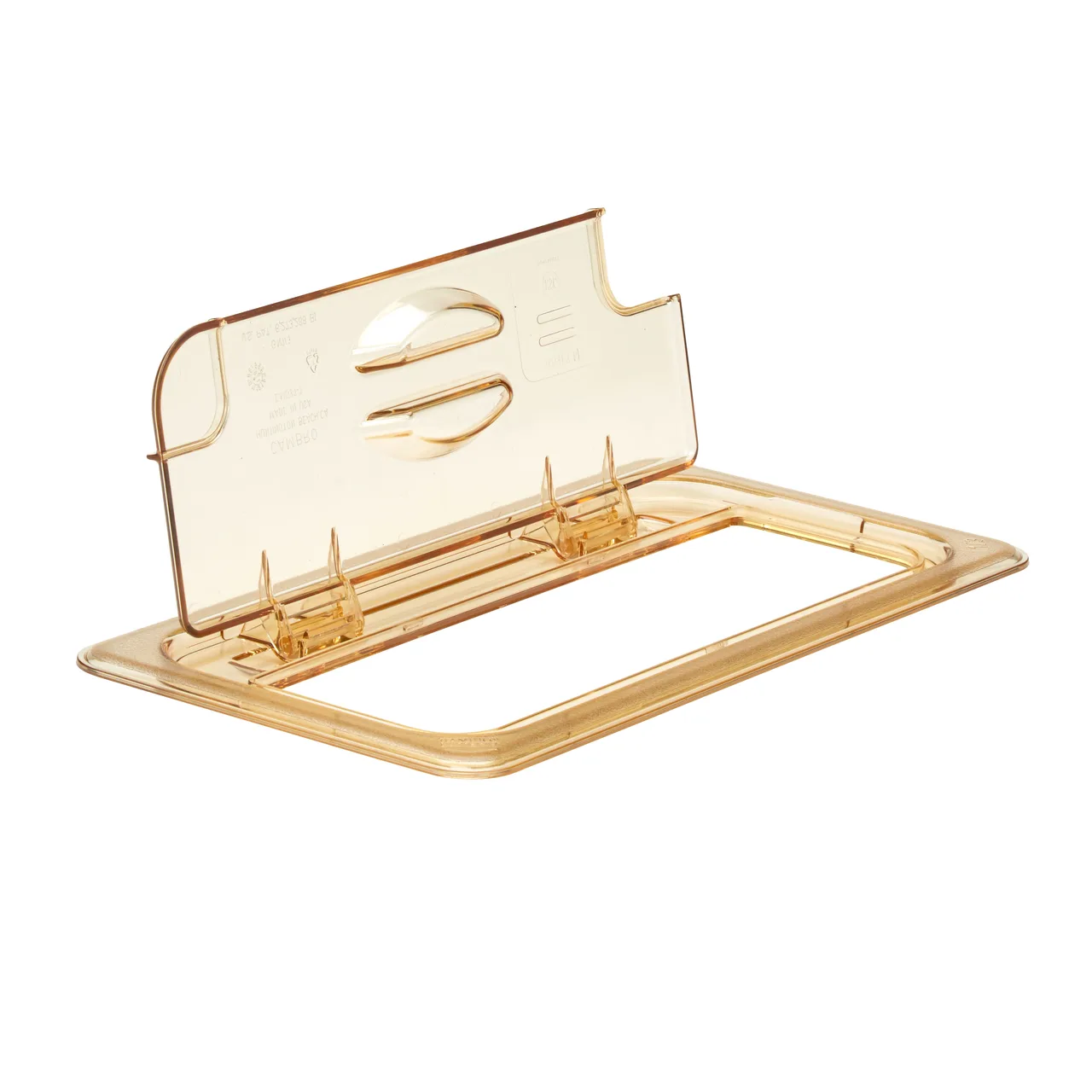 Cambro 30HPLN150 - 1/3‑Size Amber FlipLid Pan Cover, Spoon‑Notched Hinged, -40°F To 300°F, NSF