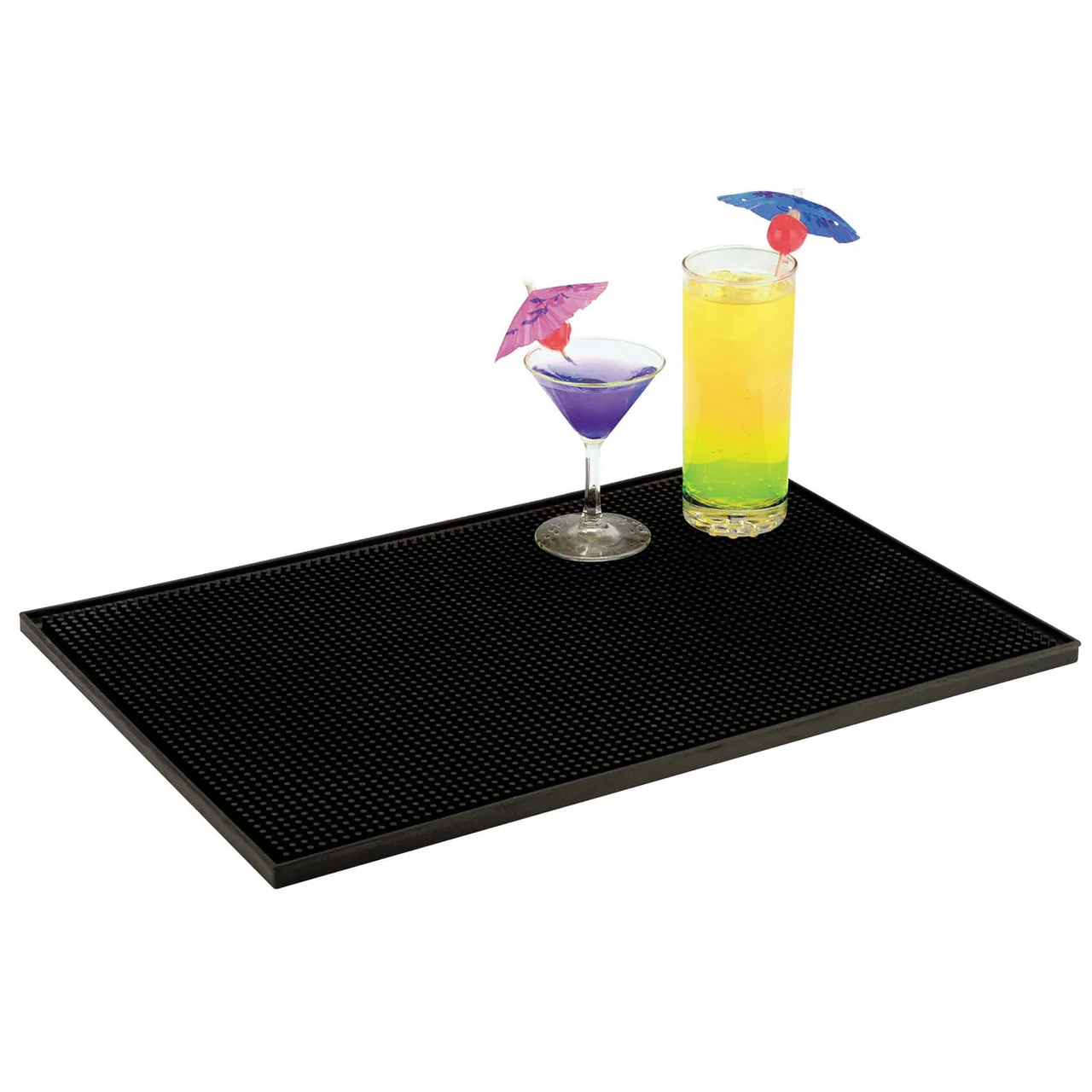 Omcan USA 80363 Bar Service Mat – 18" x 12" Black Non‑Slip Bar Mat for Professional Bartending