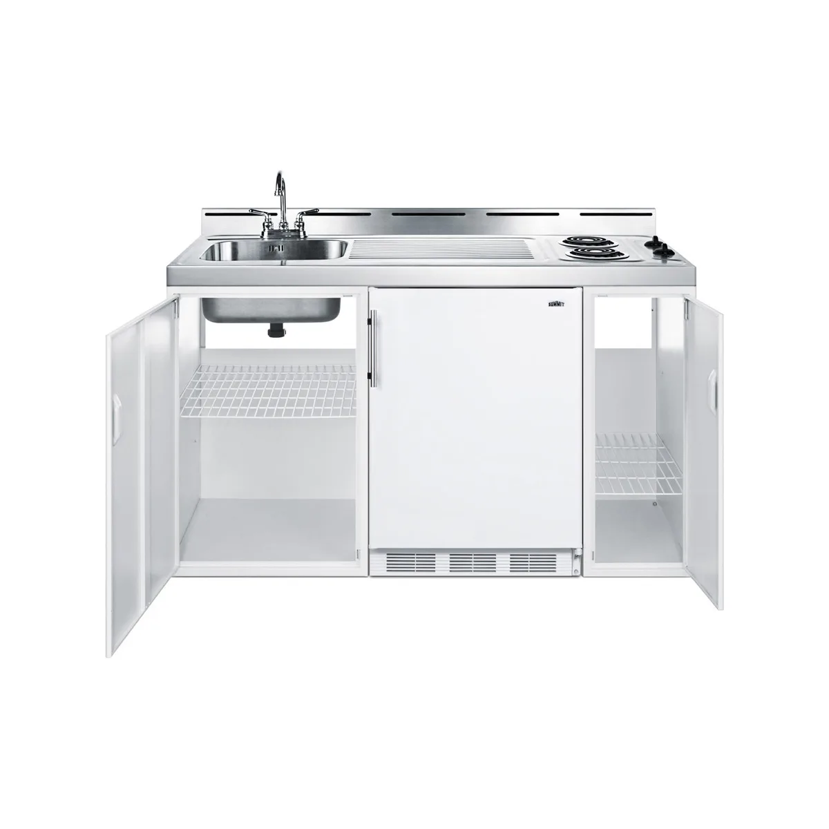Summit C60EL All-in-One Combo Kitchen, 59.18"W x 24"D x 40"H, with deep drawn sink